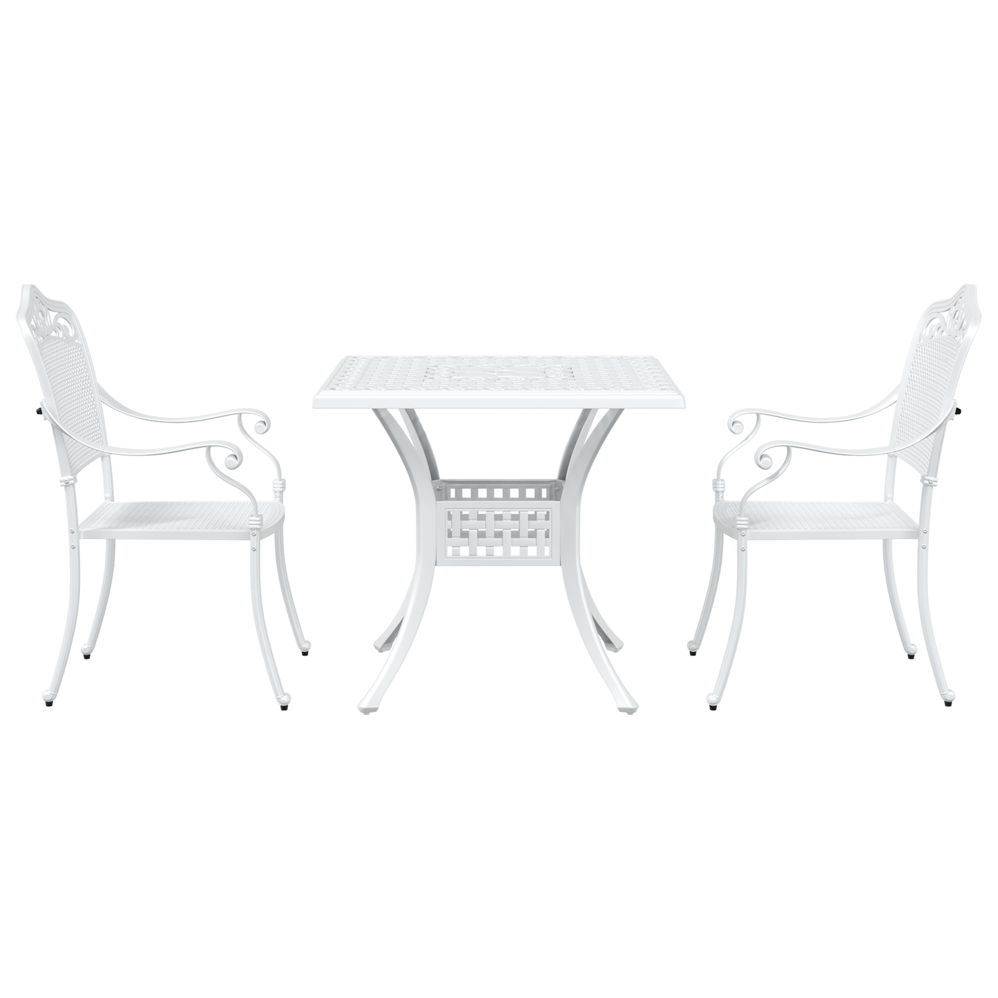3 Stykker Have Bistro Sæt Hvid Støbt Aluminium