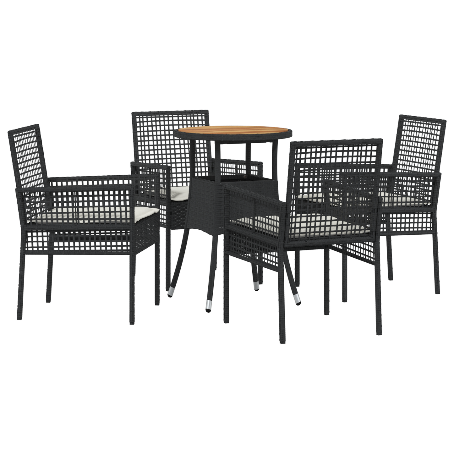 5 Delers Have Spisestel Sort Poly Rattan