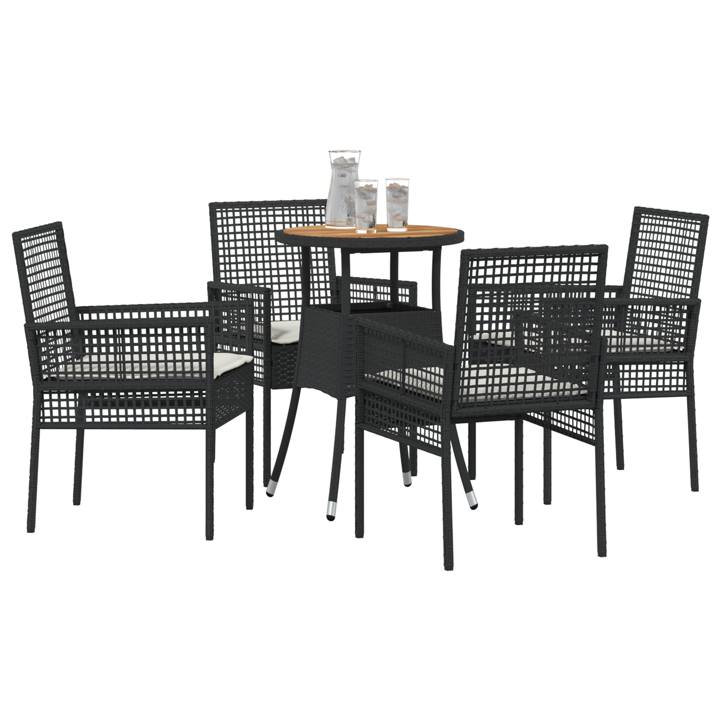 5 Delers Have Spisestel Sort Poly Rattan