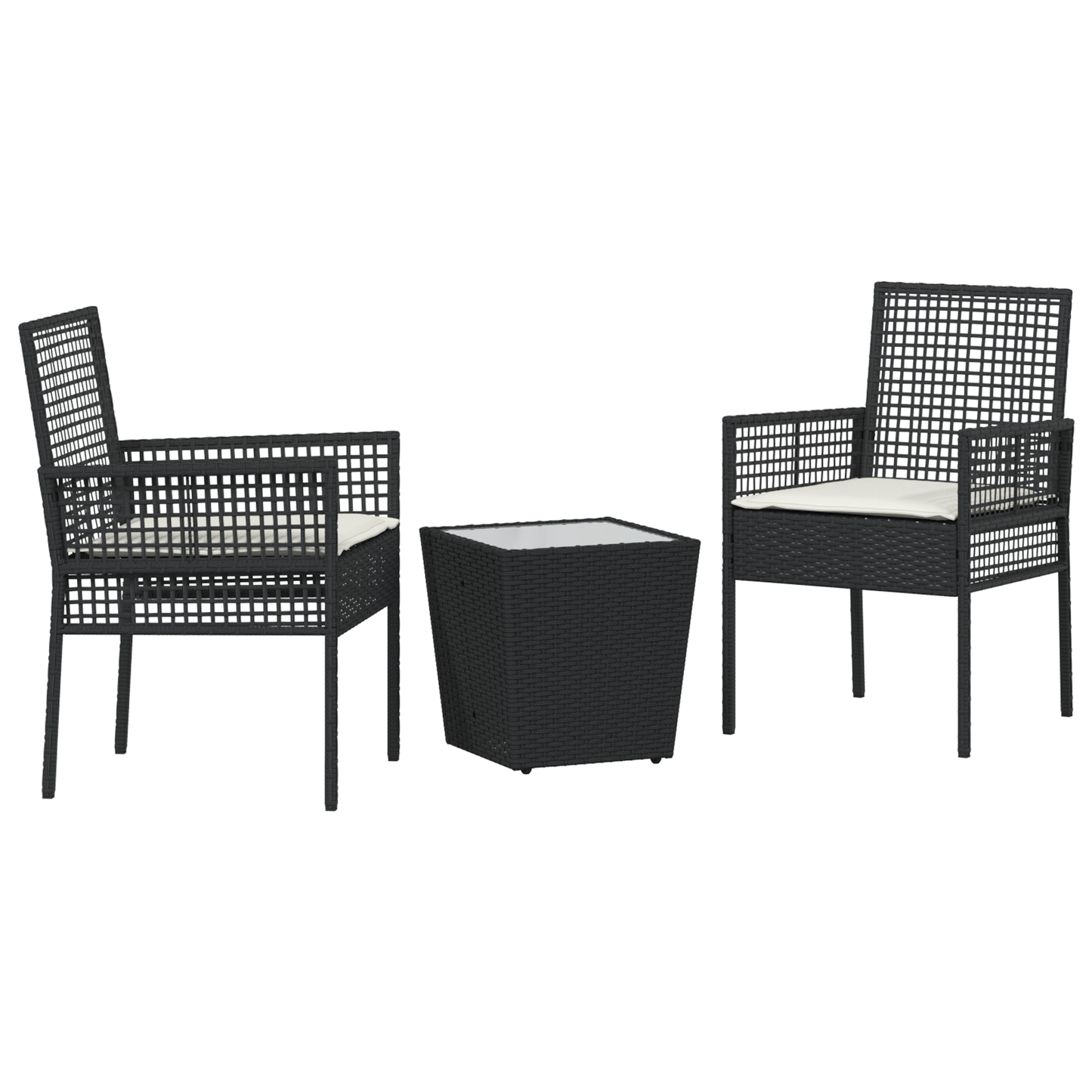 3-Delt Bistro Sæt Til Haven Med Puder Sort Poly Rattan