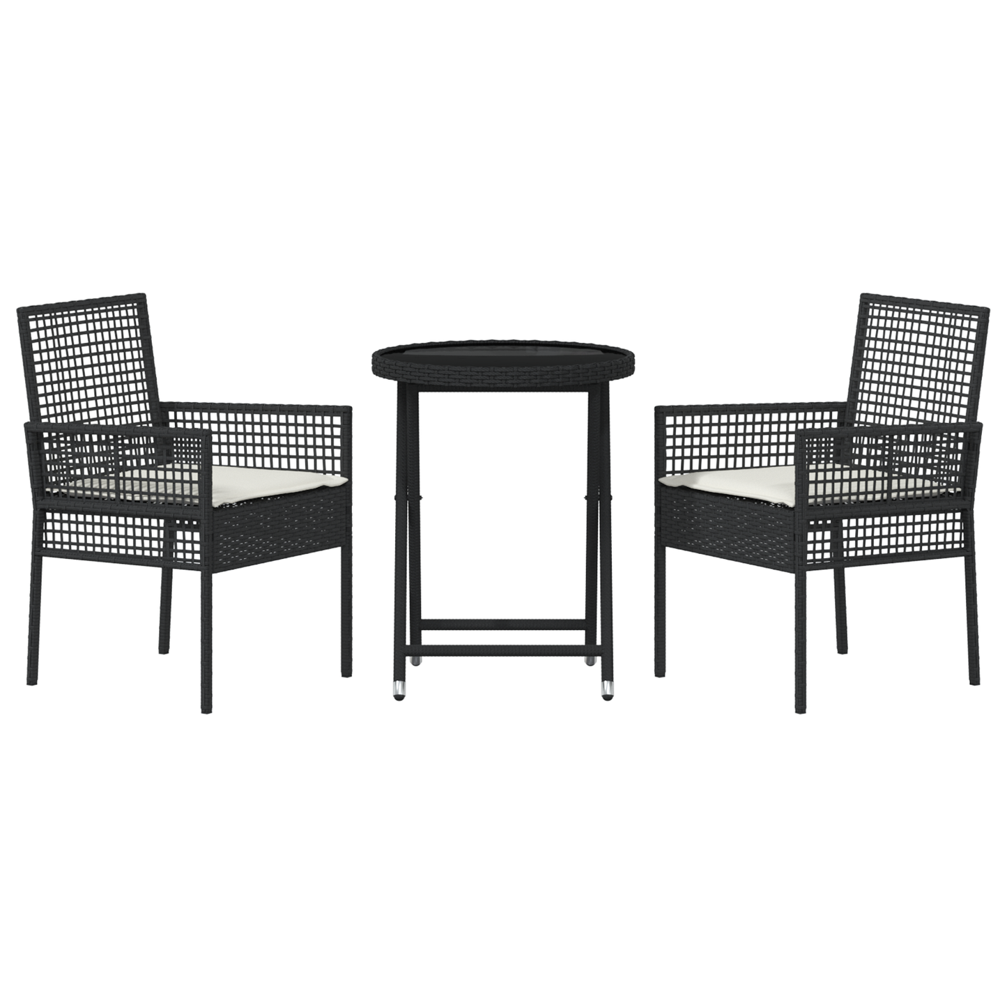 3-Delt Havebistro Sæt Med Puder Sort Poly Rattan