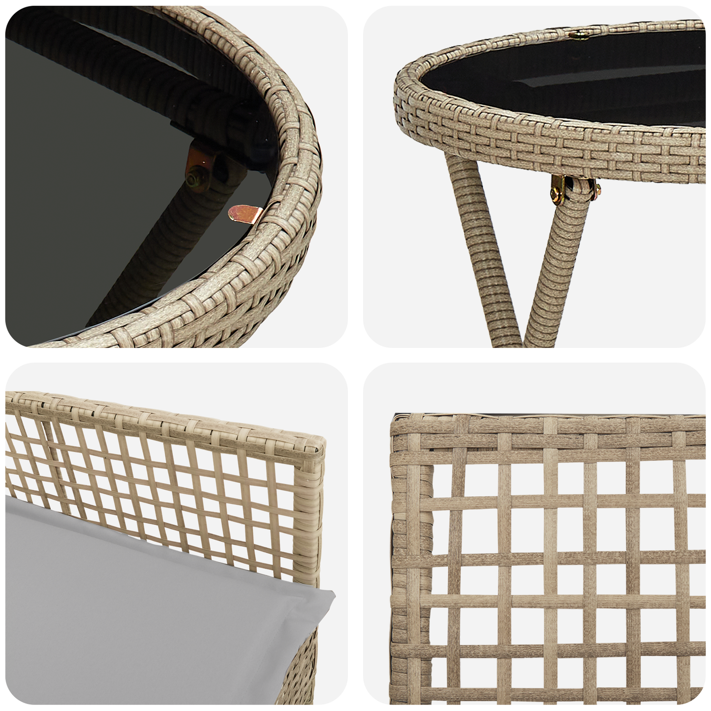 3-Delt Have Bistro Sæt Med Puder Beige Poly Rattan