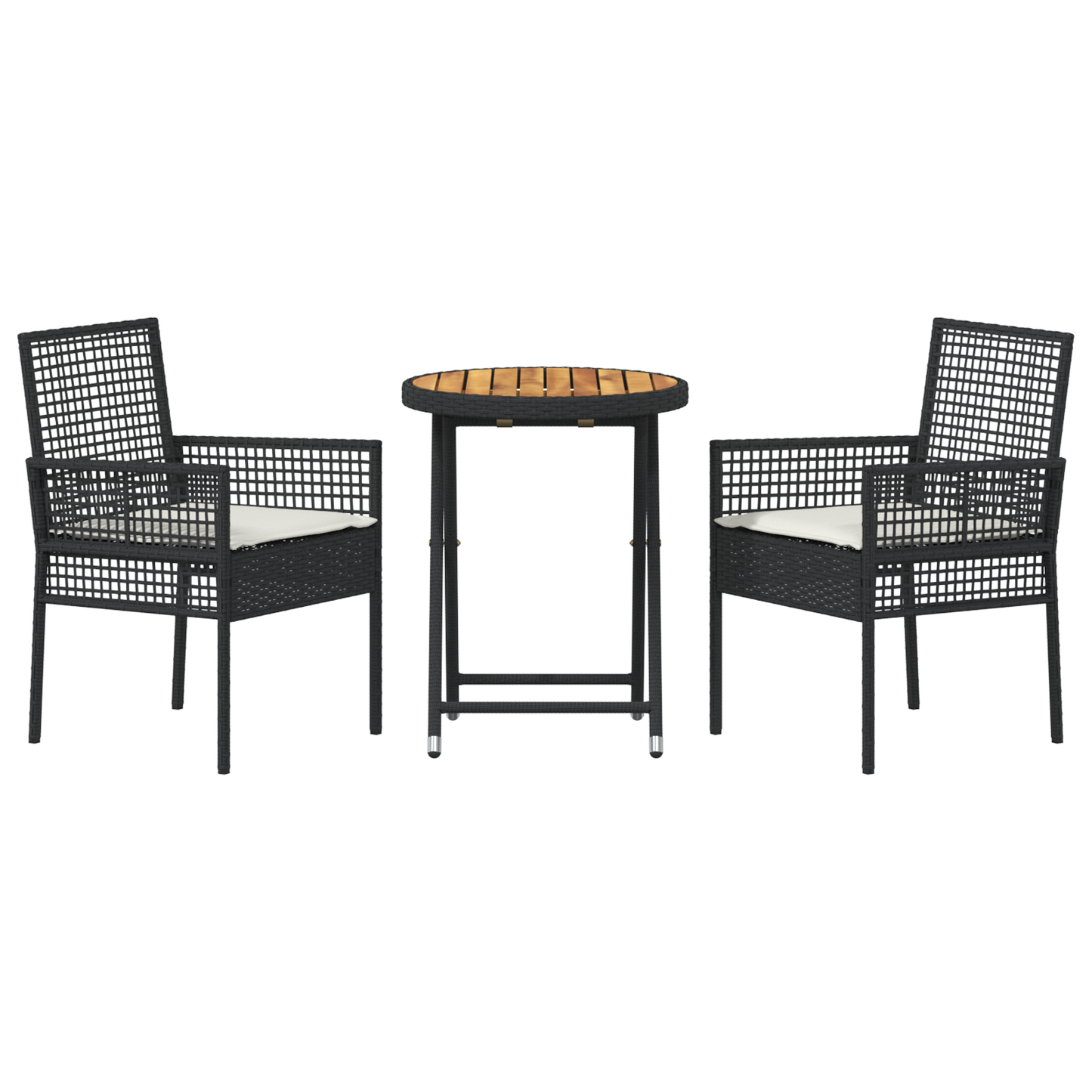 3 Stykker Have Bistro Sæt Med Puder Sort Poly Rattan