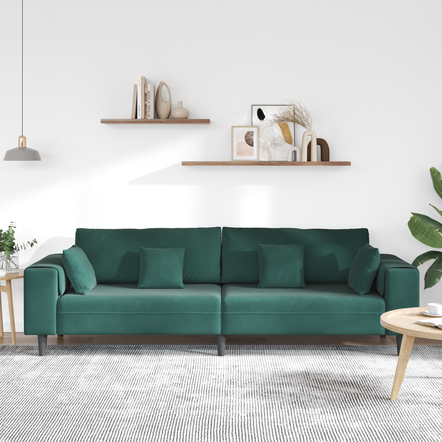 Fløjls Sofa med Pude med Pude Mørkegrøn 208 Cm Fløjl - billede 3