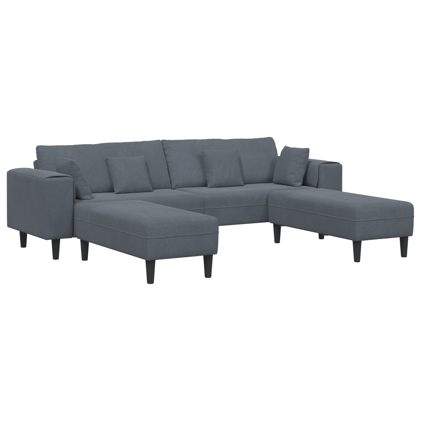 Fløjls Sofa med Pude med Pude 3 Pcs Mørkegrå 208 Cm Fløjl - billede 2