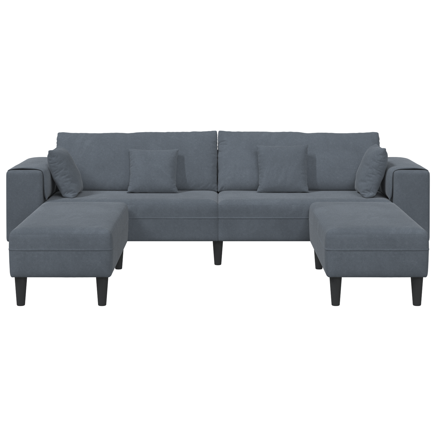 Fløjls Sofa med Pude med Pude 3 Pcs Mørkegrå 208 Cm Fløjl - billede 4