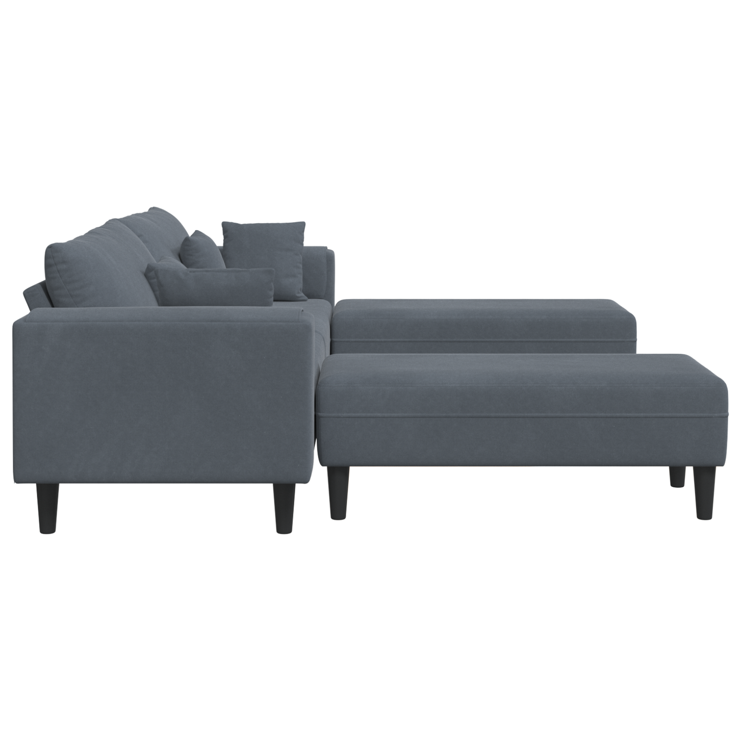 Fløjls Sofa med Pude med Pude 3 Pcs Mørkegrå 208 Cm Fløjl - billede 5