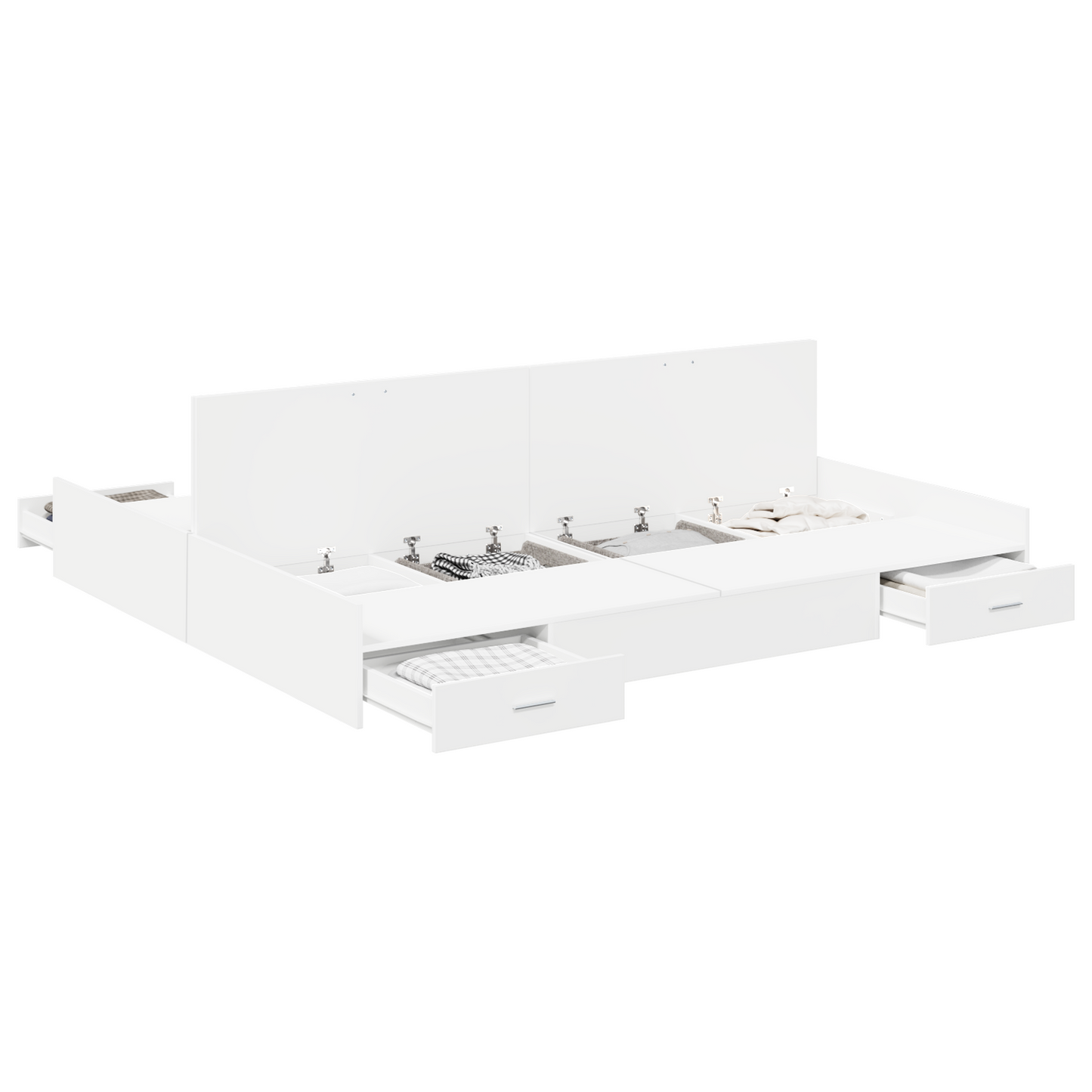 Seng med Opbevaring med Skuffe med Hovedgærde med Opbevaring Hvid 180 X 200 Cm - billede 3