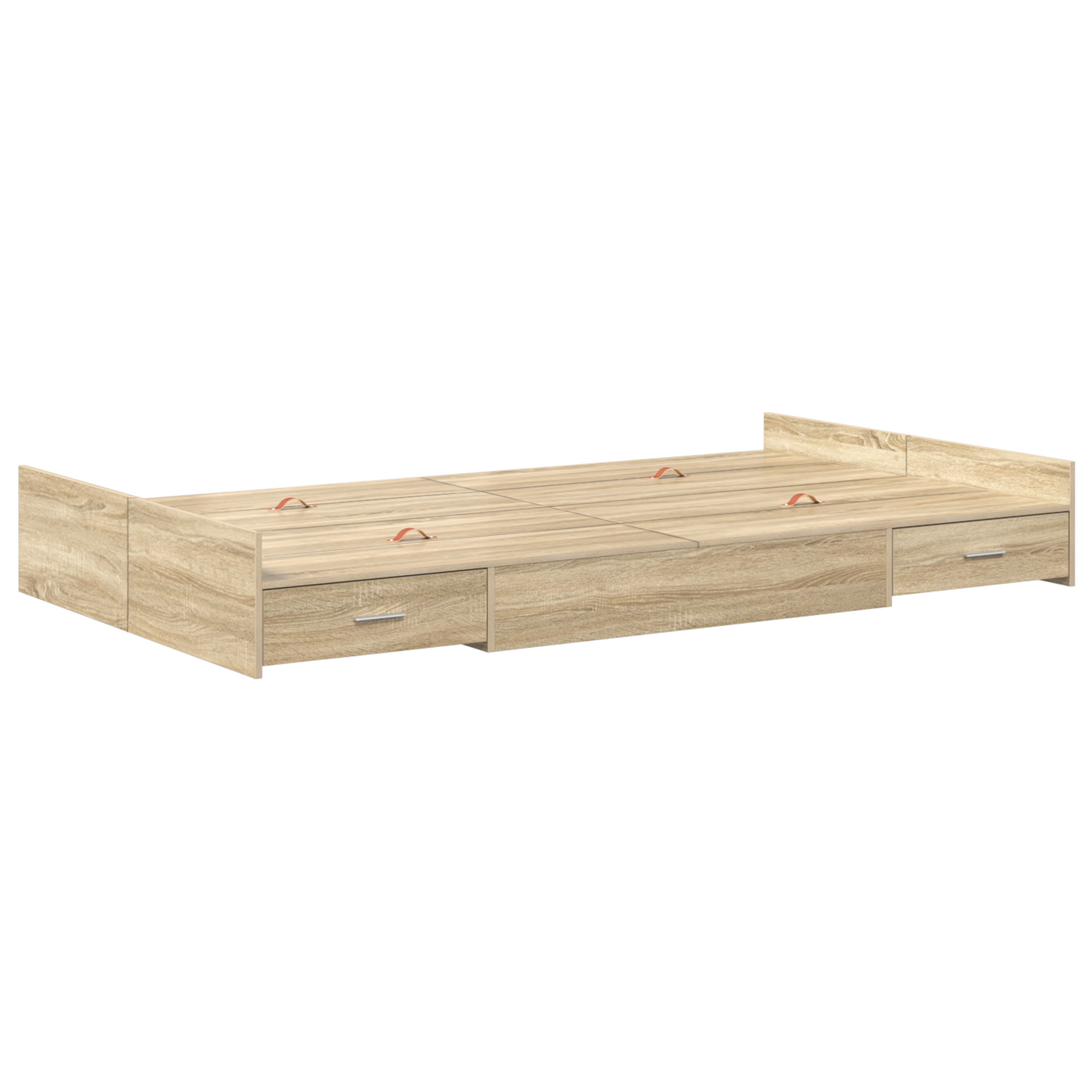 Seng med Opbevaring Sonoma-eg 120 X 200 Cm Konstrueret Træ - billede 7