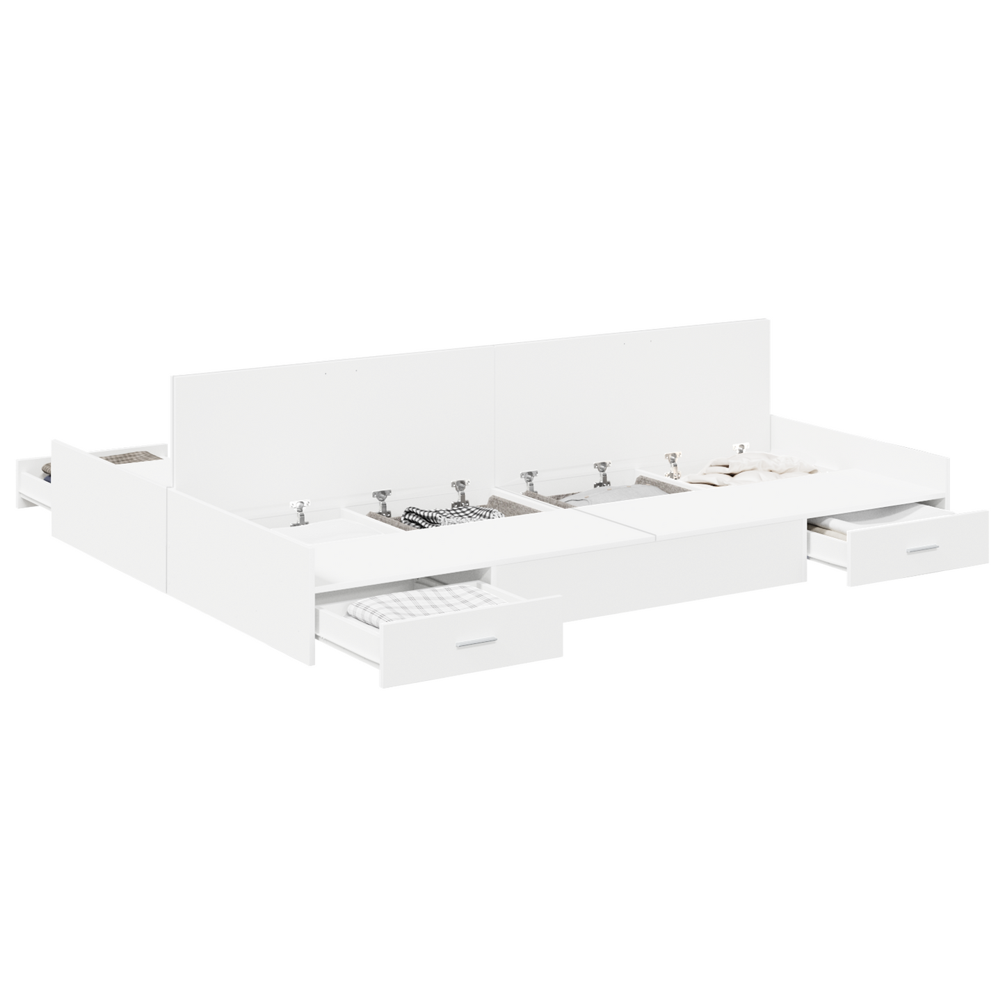 Seng med Opbevaring med Skuffe Hvid 140 X 190 Cm Melaminplade - billede 3