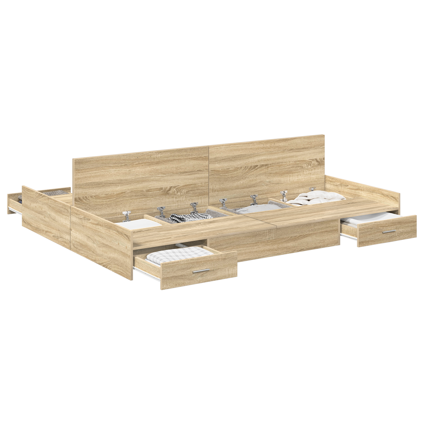Seng med Opbevaring med Skuffe Sonoma-eg 140 X 190 Cm Melamin - billede 3