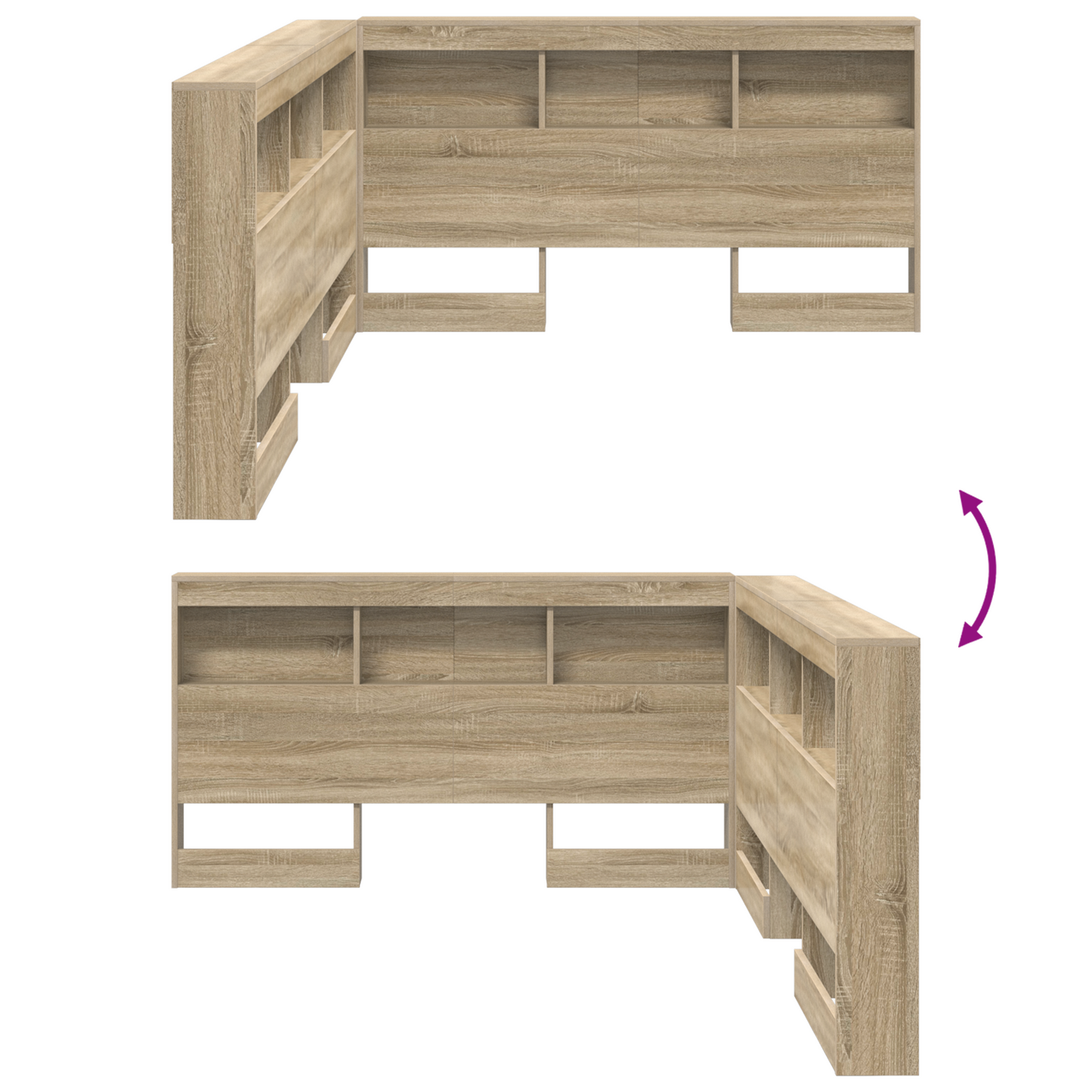 Opbevaringshovedgavl med Hylde Sonoma-eg 160 Cm Konstrueret Træ - billede 9