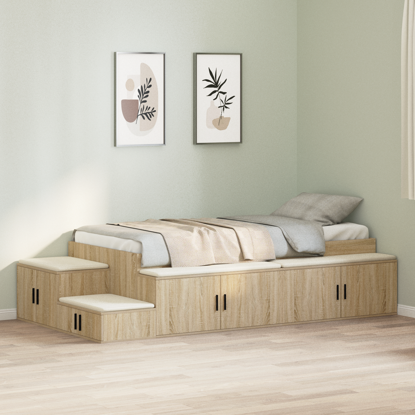 Opbevaringsseng Sonoma Egetræ 100x200 Cm - billede 4