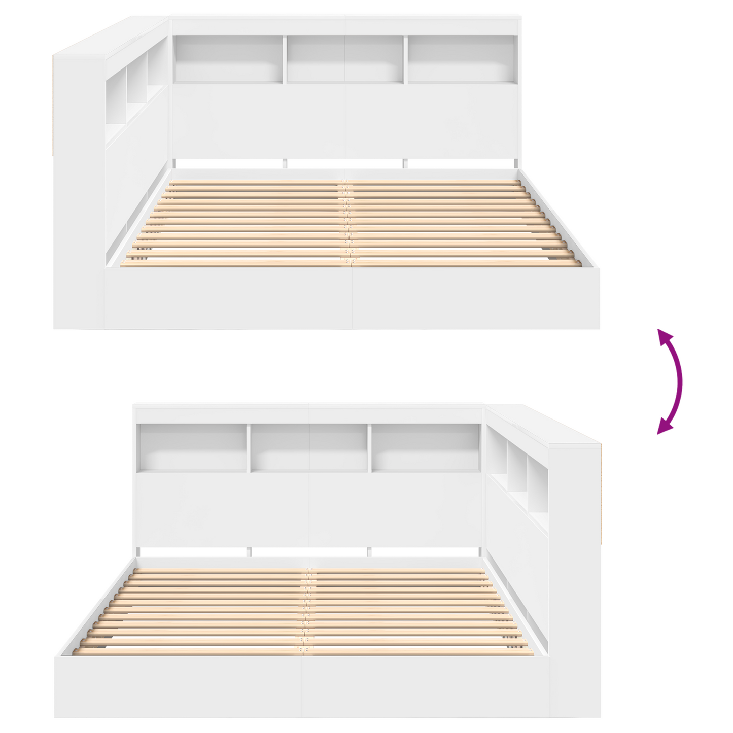 Sengebogreol med Hylde 2 Pcs Hvid 140 X 200 Cm Konstrueret Træ - billede 11