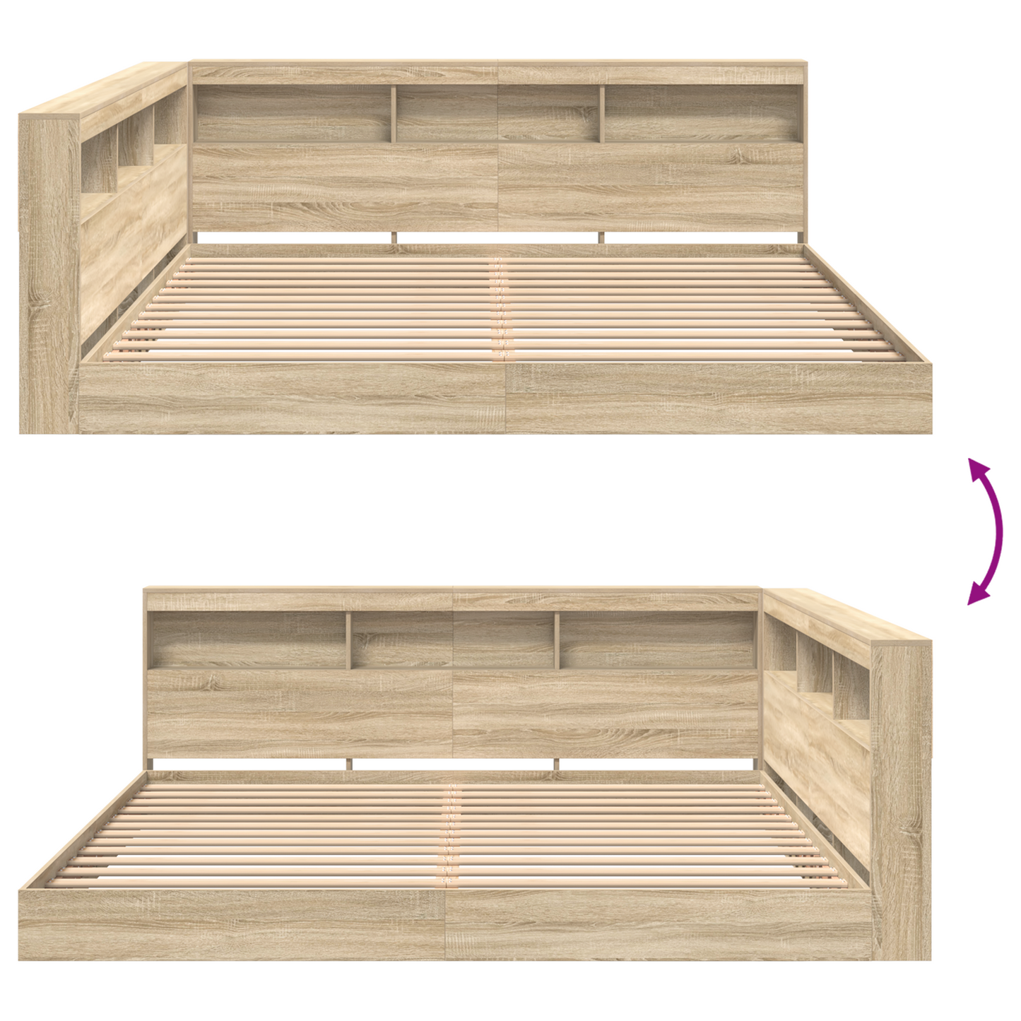 Bogreol Seng i Sonoma Eg 180x200 Cm - Ingeniørtræ - billede 11
