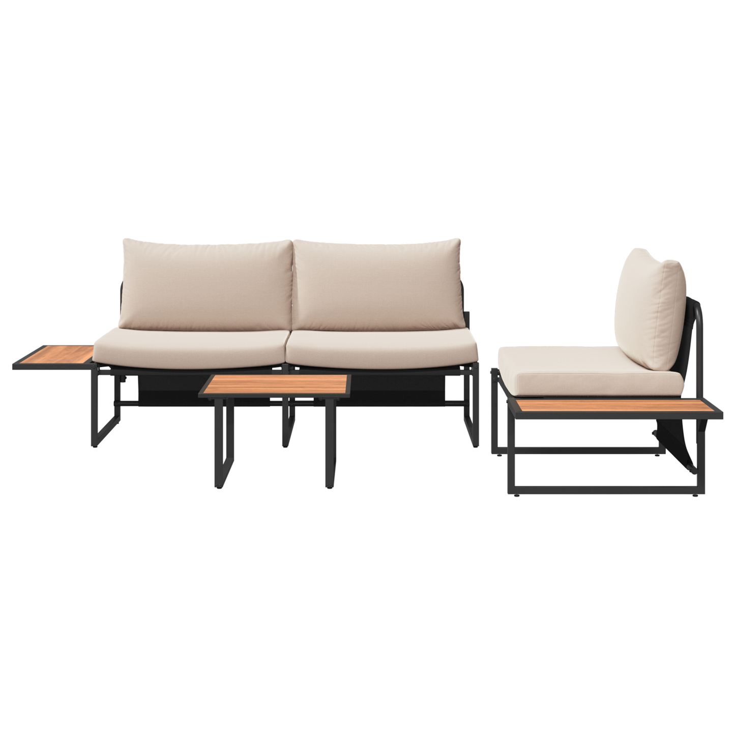 3-Delt Have-Sofa Sæt Med Taupe Hynder