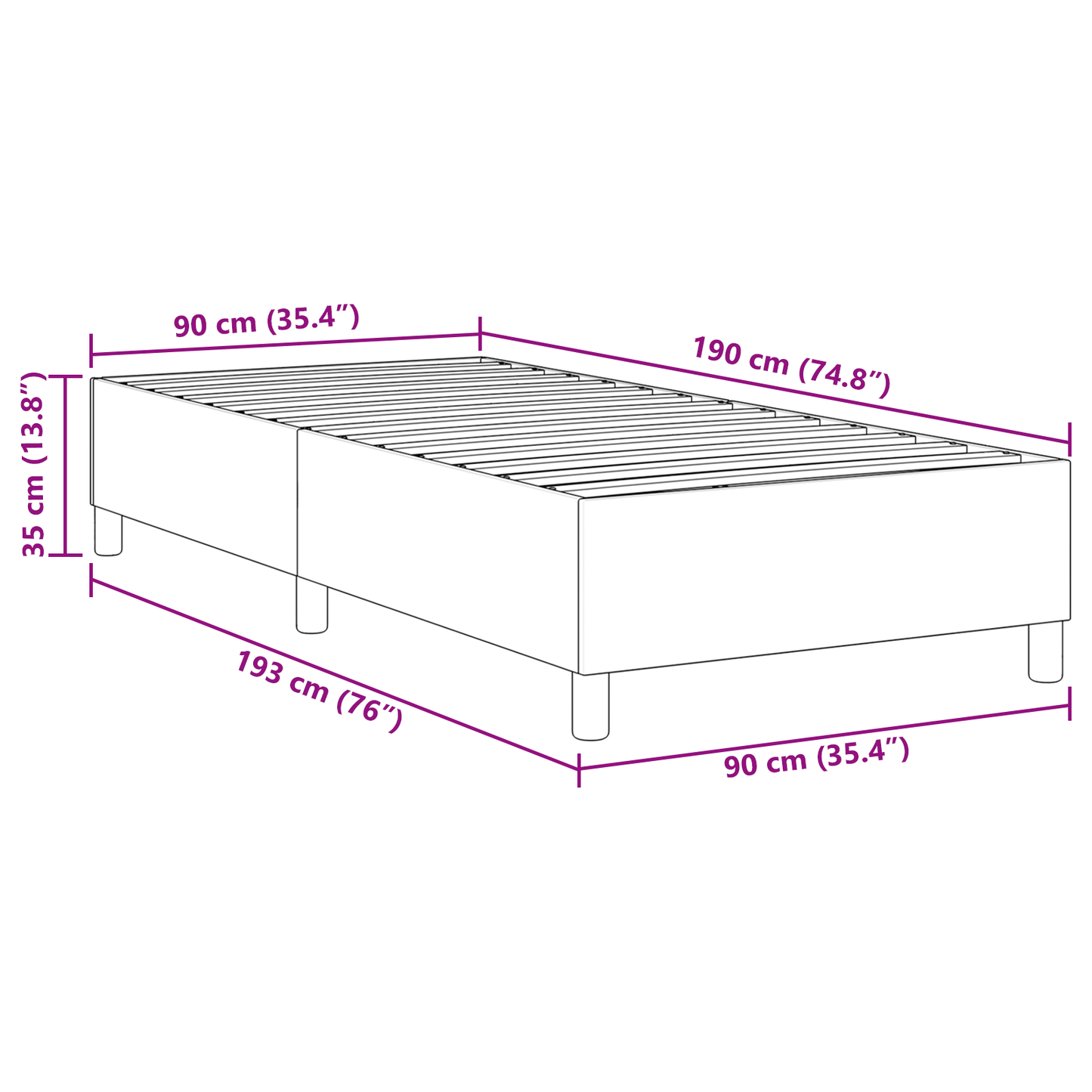 Box Spring Seng Blå 90 X 190 Cm Corduroy Stof