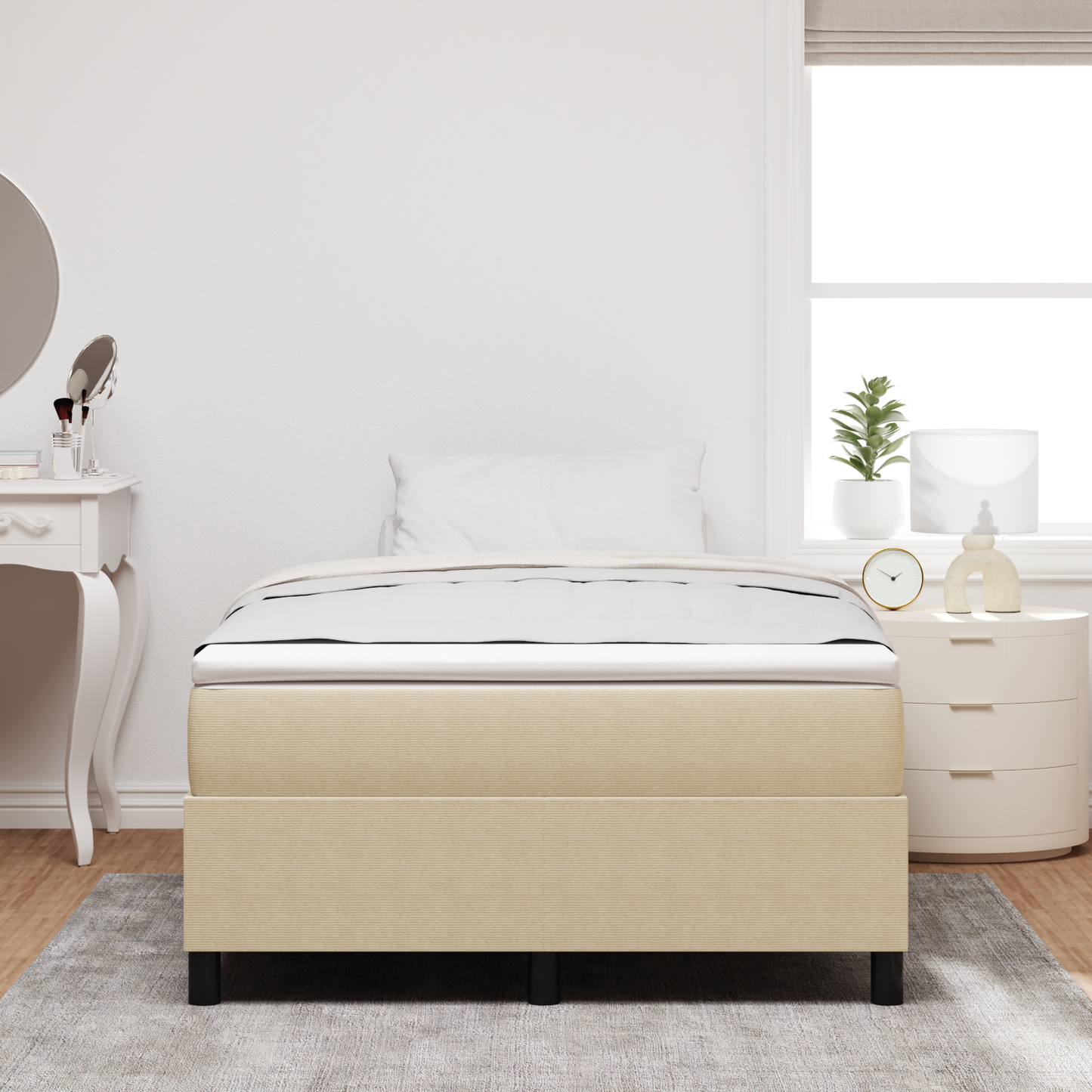 Box Spring Seng Grågrøn 120 X 200 Cm Corduroy Stof
