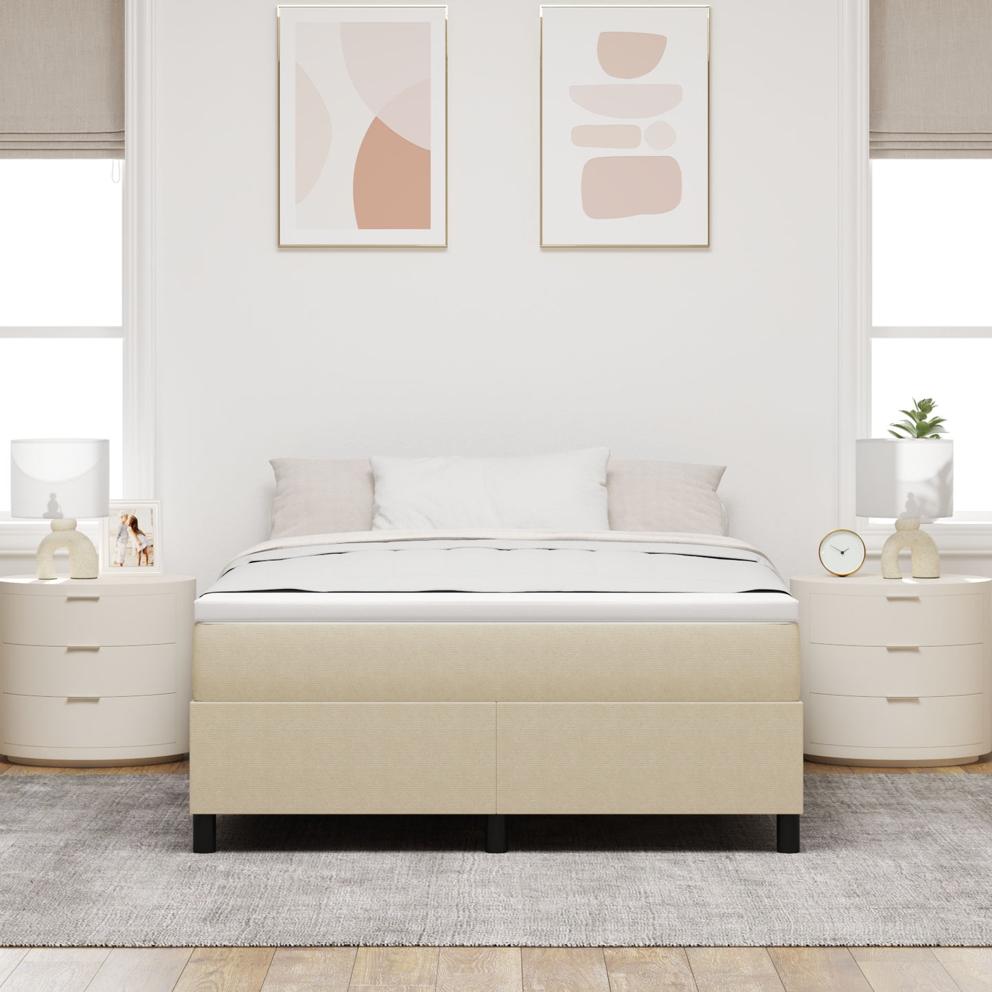 Box Spring Seng Grågrøn 160 X 200 Cm Corduroy Stof