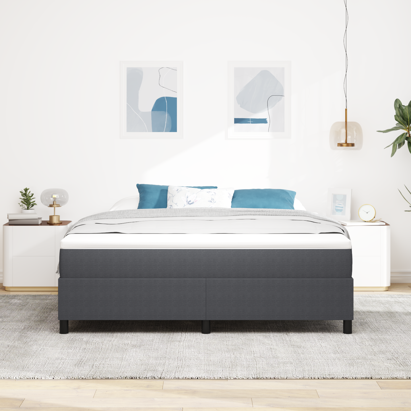 Box Spring Seng Mørkegrå 180 X 200 Cm Corduroy Stof