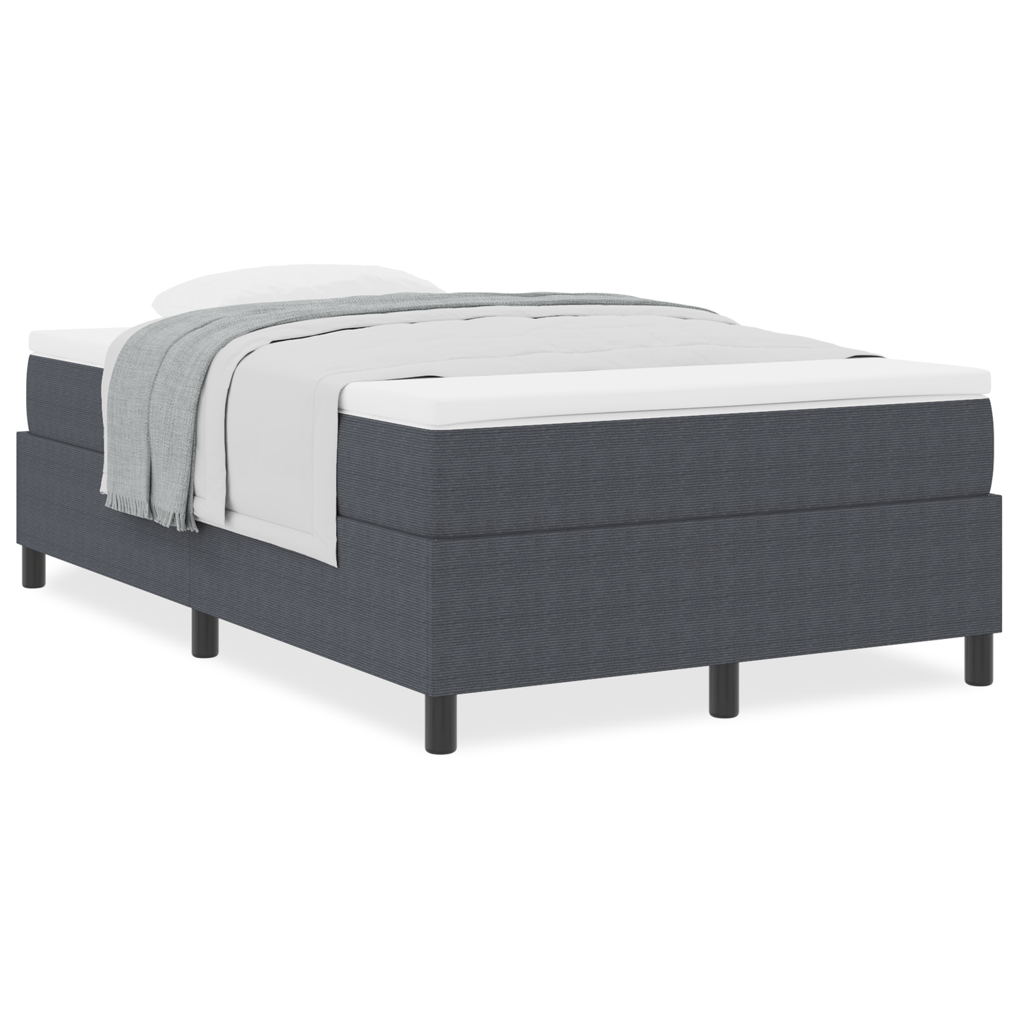 Boxspring Seng med Madras – Mørkegrå, 120 X 200 Cm, Corduroy Stof - billede 4