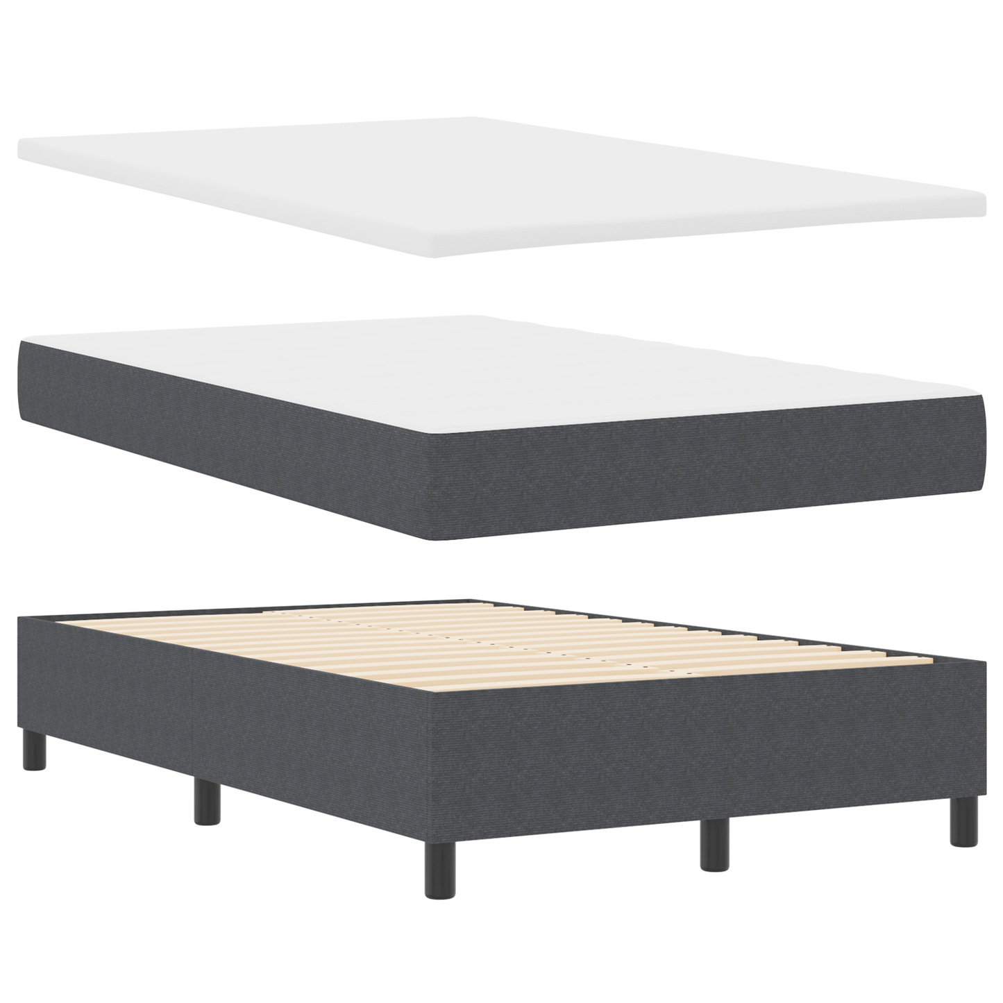 Boxspring Seng med Madras – Mørkegrå, 120 X 200 Cm, Corduroy Stof - billede 6
