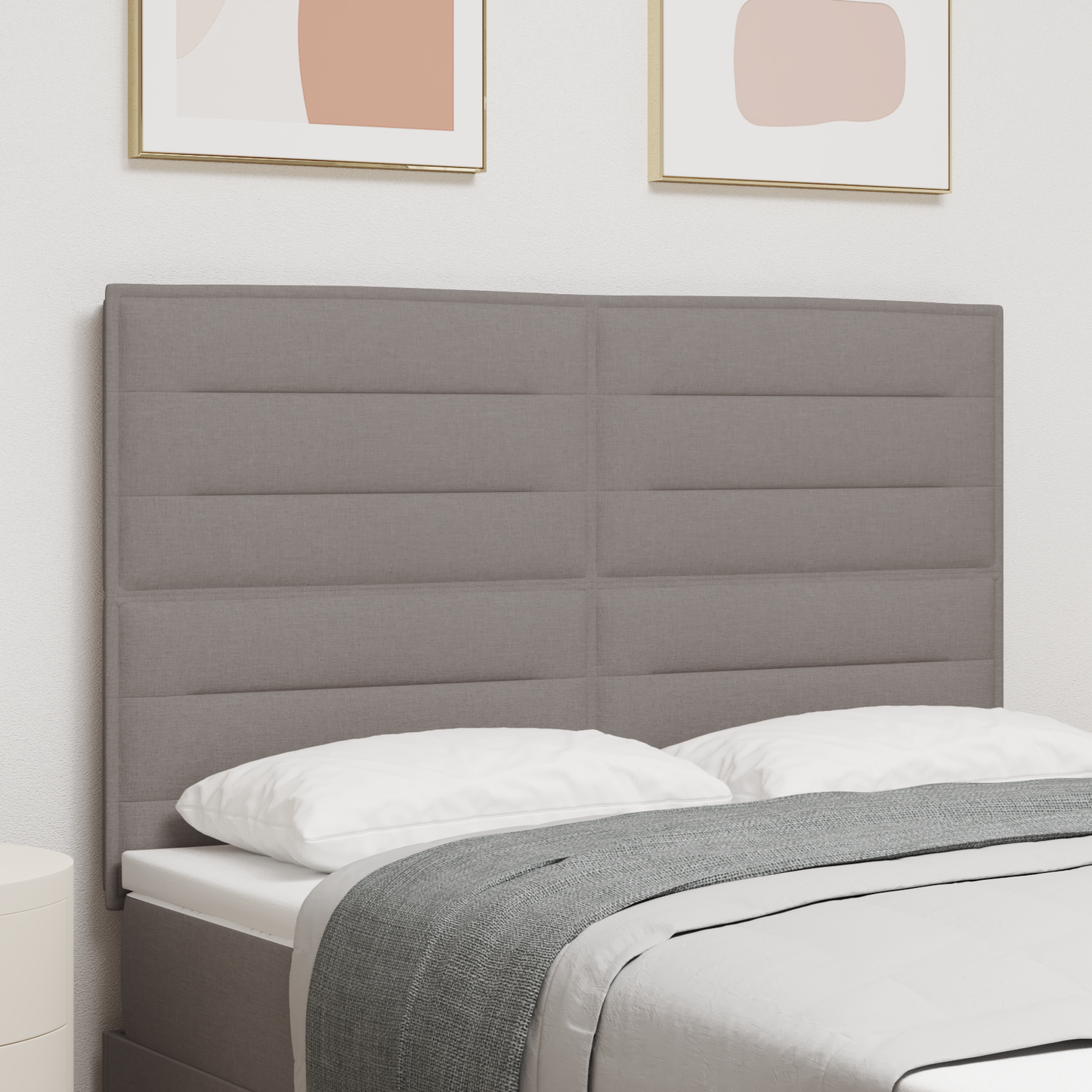 Sengegavl Linjer Design Taupe 160 Cm Stof