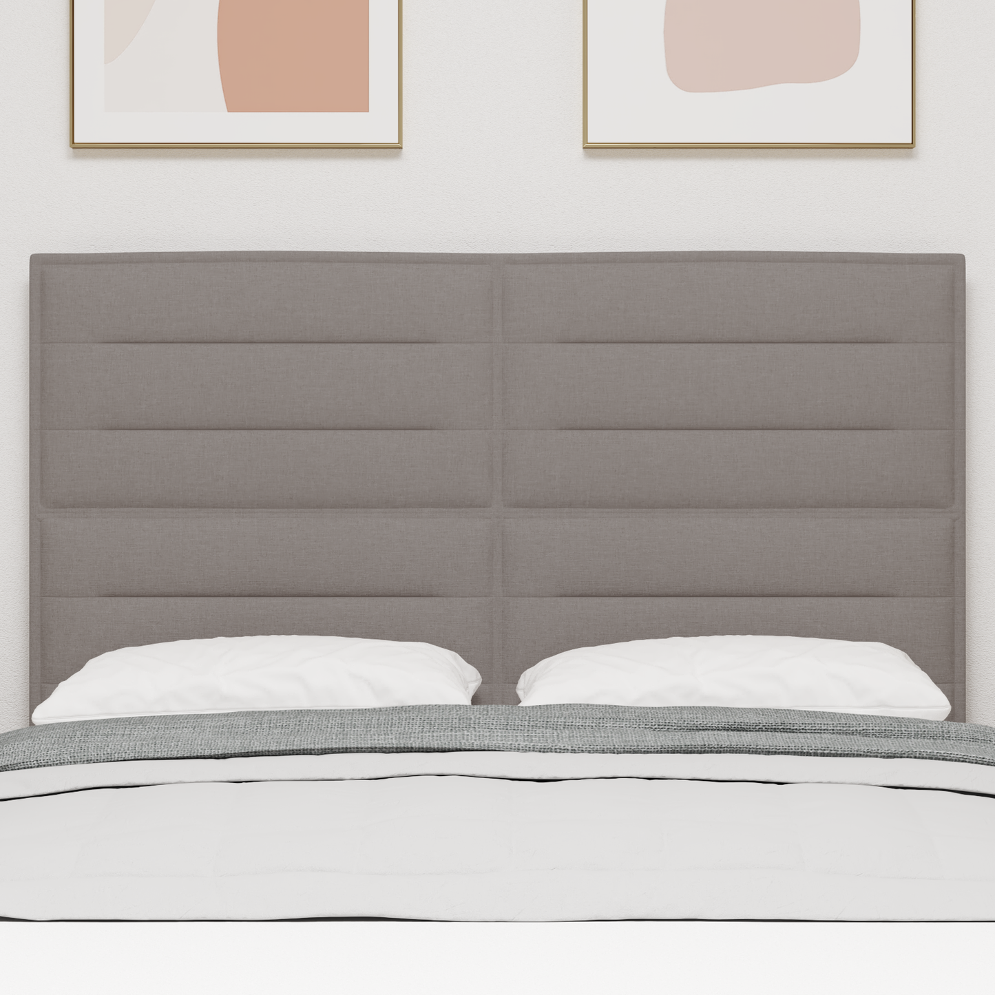 Sengegavl Linjer Design Taupe 160 Cm Stof