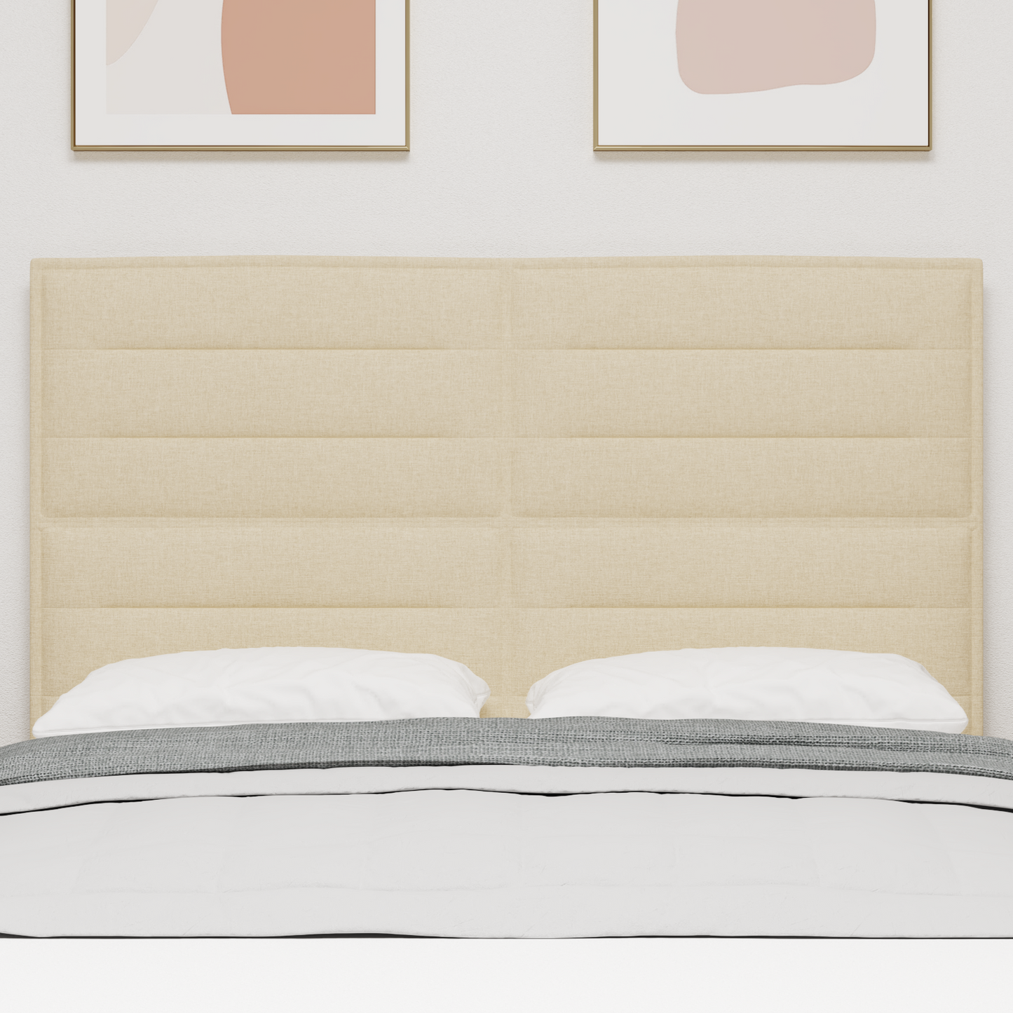 Sengegavl Linjer Design Creme 160 Cm Stof