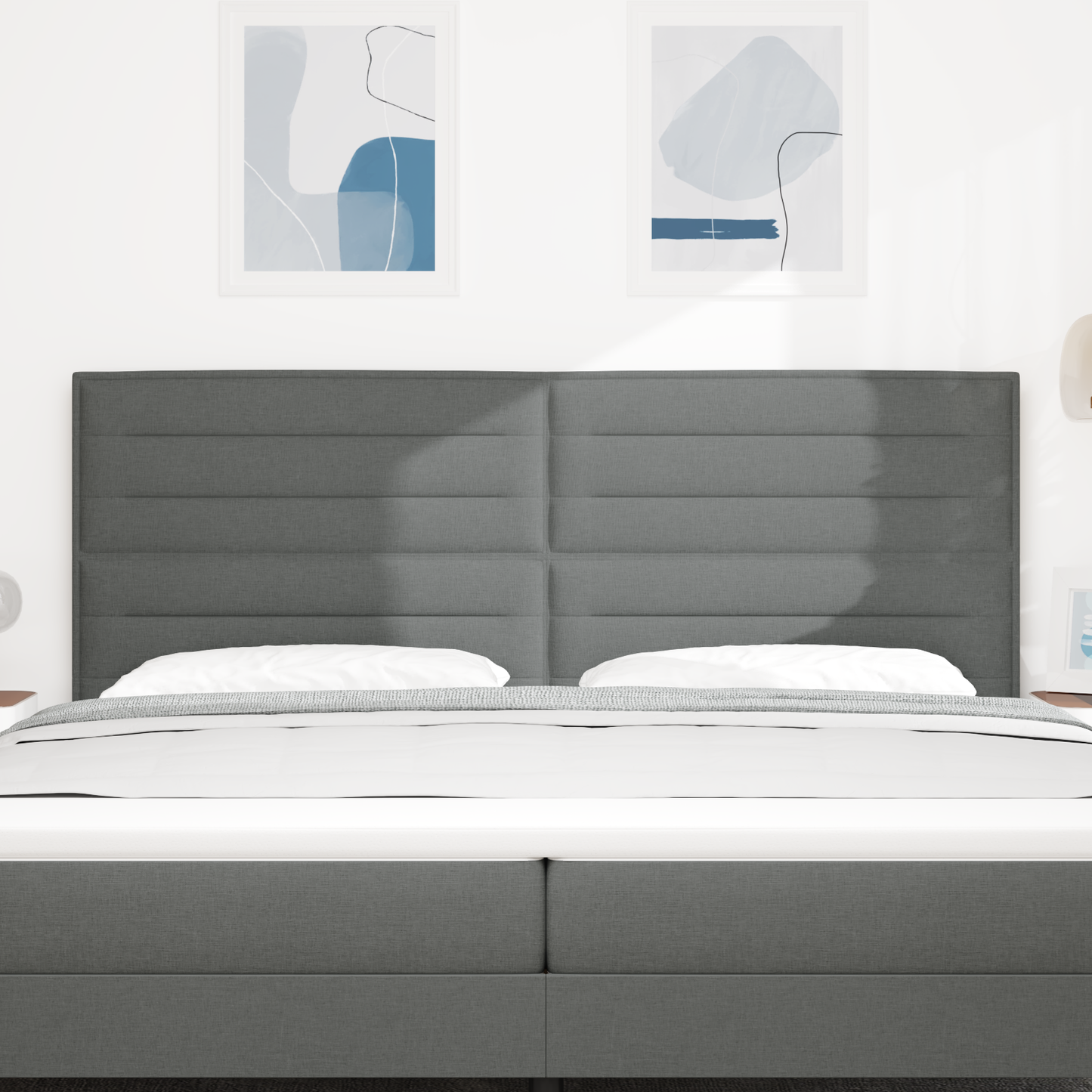 Sengegavl Linje Design Mørkegrå 200 Cm Stof