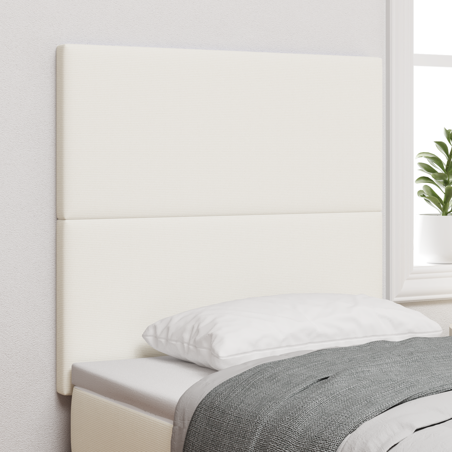 Sengegavl Enkel Design Creme 90 Cm Cordfløjl