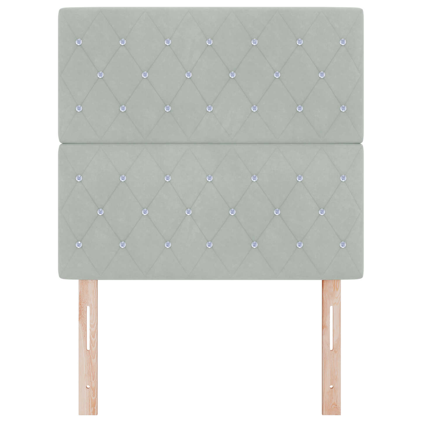 Sengegavl med Krystalknap, Tufted i Lysegrå Velvet, 100 Cm - billede 4