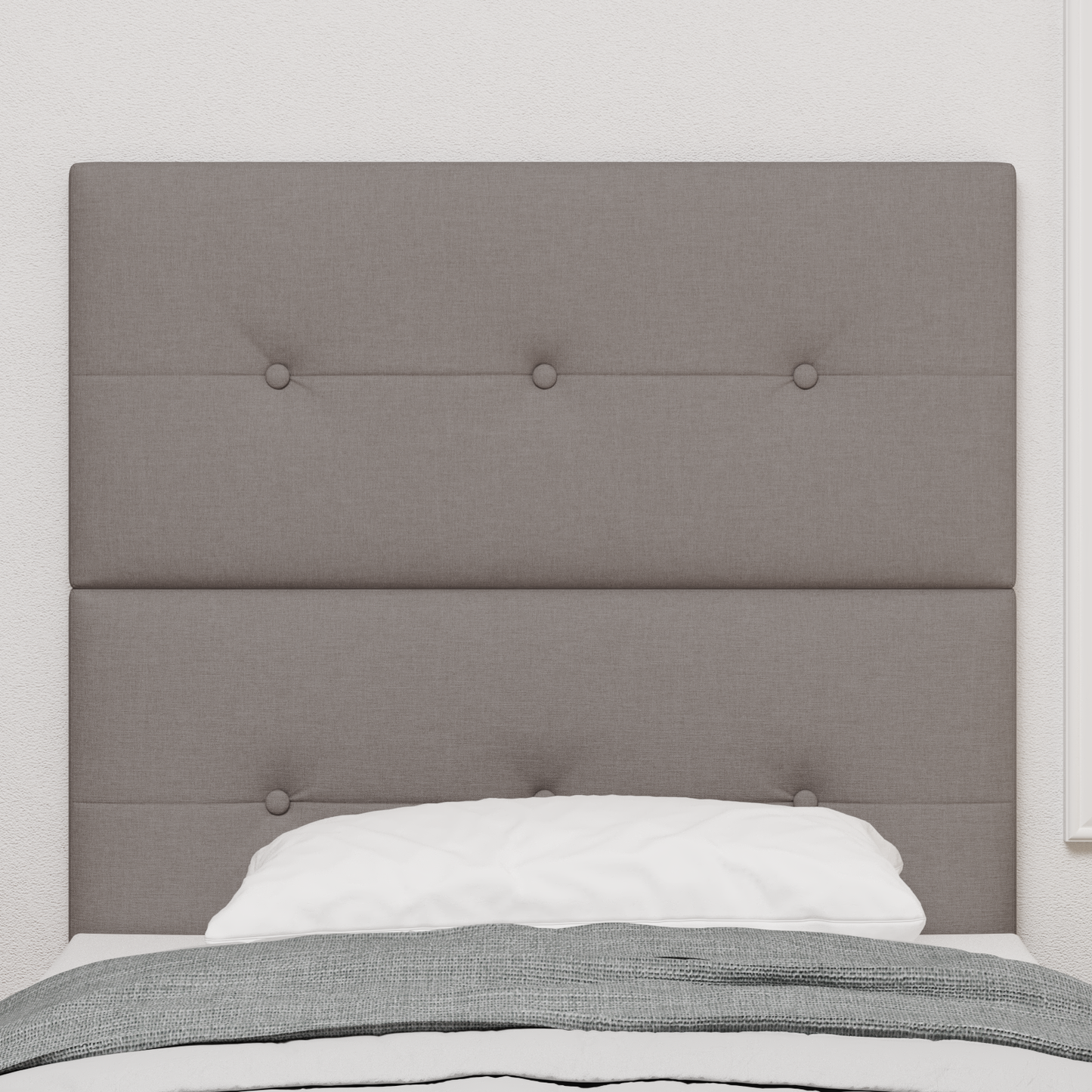 Sengegavl Med Knapper Taupe 90 Cm Stof