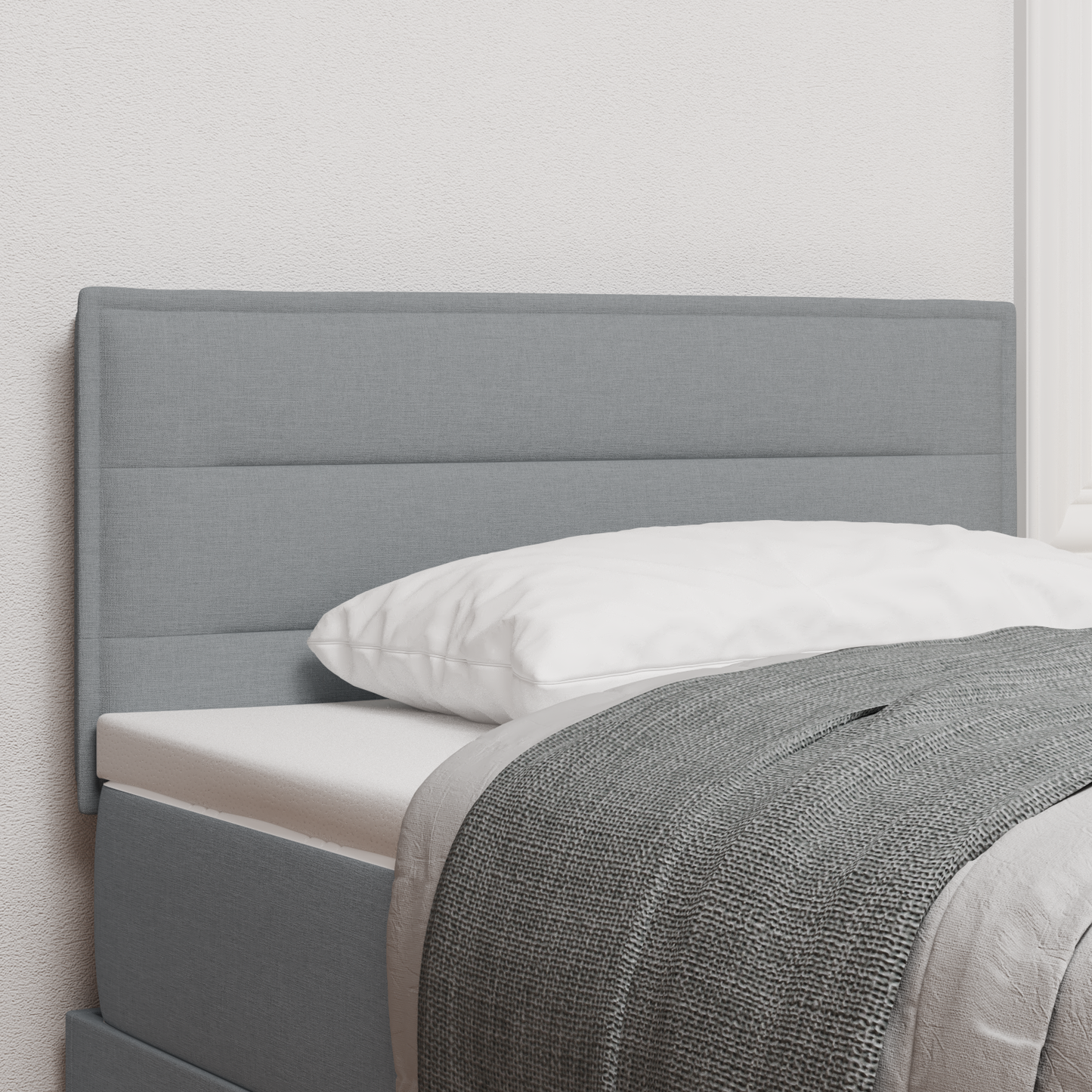 Led Hovedgavl Linjer Design Lys Grå 90 Cm Stof - hovedbillede