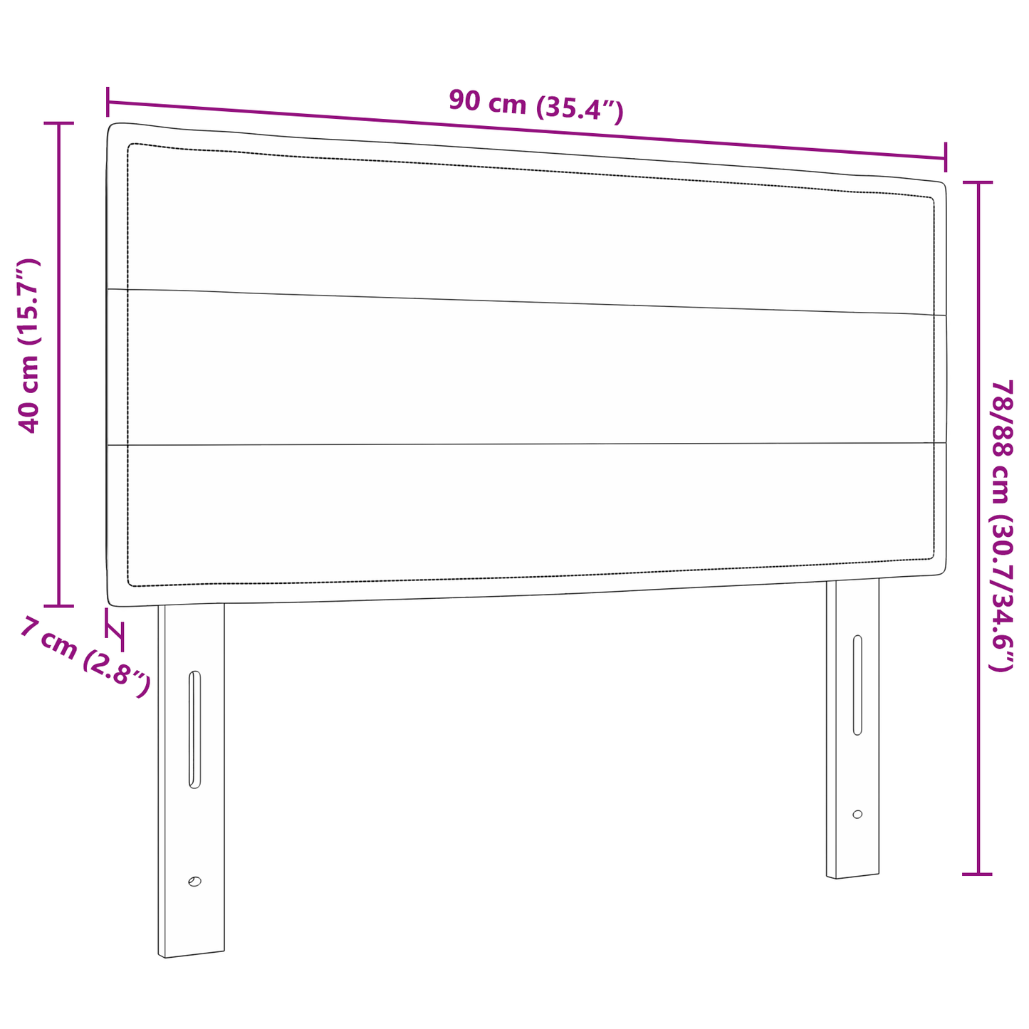 Led Hovedgavl Linjer Design Lys Grå 90 Cm Stof - billede 9