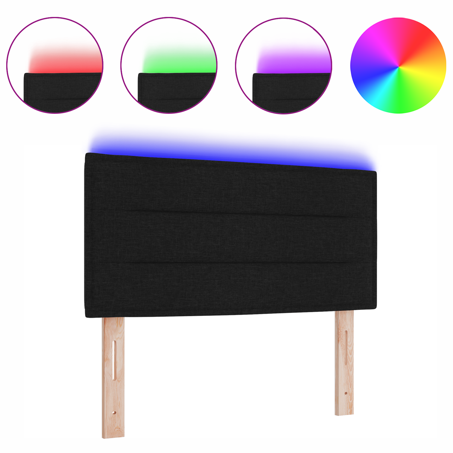Led Hovedgærde Linjer Design Sort 90 Cm Stof - billede 3