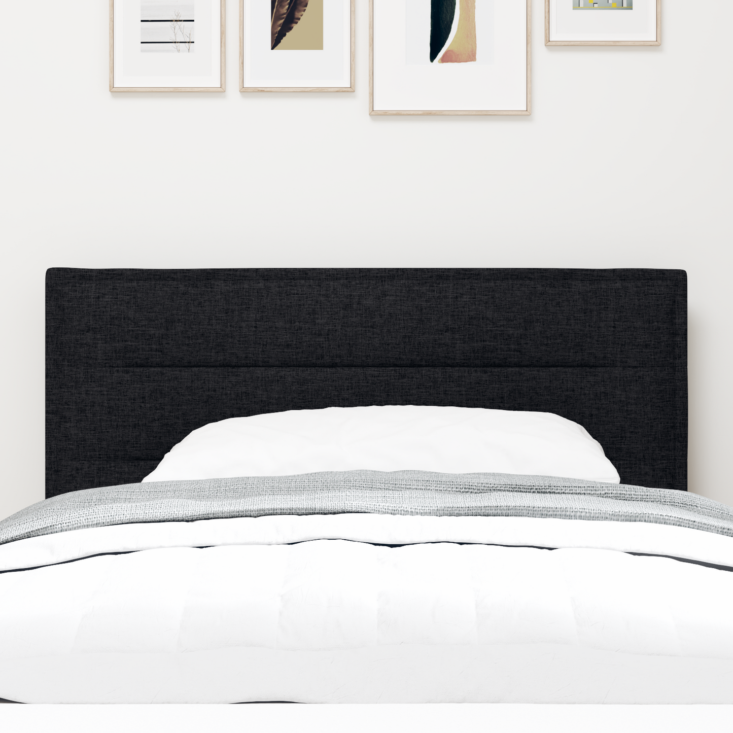 Led Hovedgærde Linjer Design Sort 90 Cm Stof - billede 4