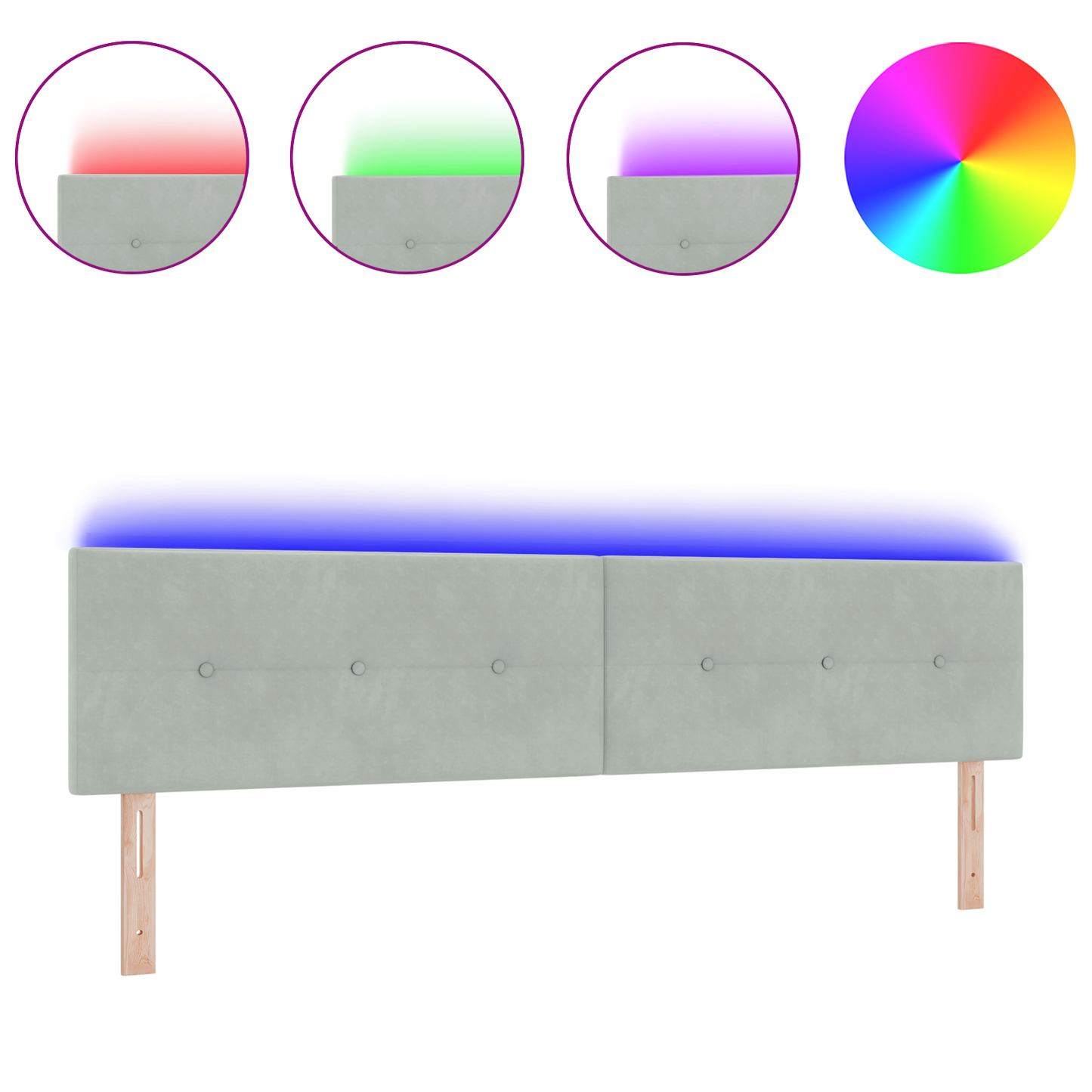 Led Hovedgavl Button Tuftet Lysegrå 100 Cm Fløjl - billede 3