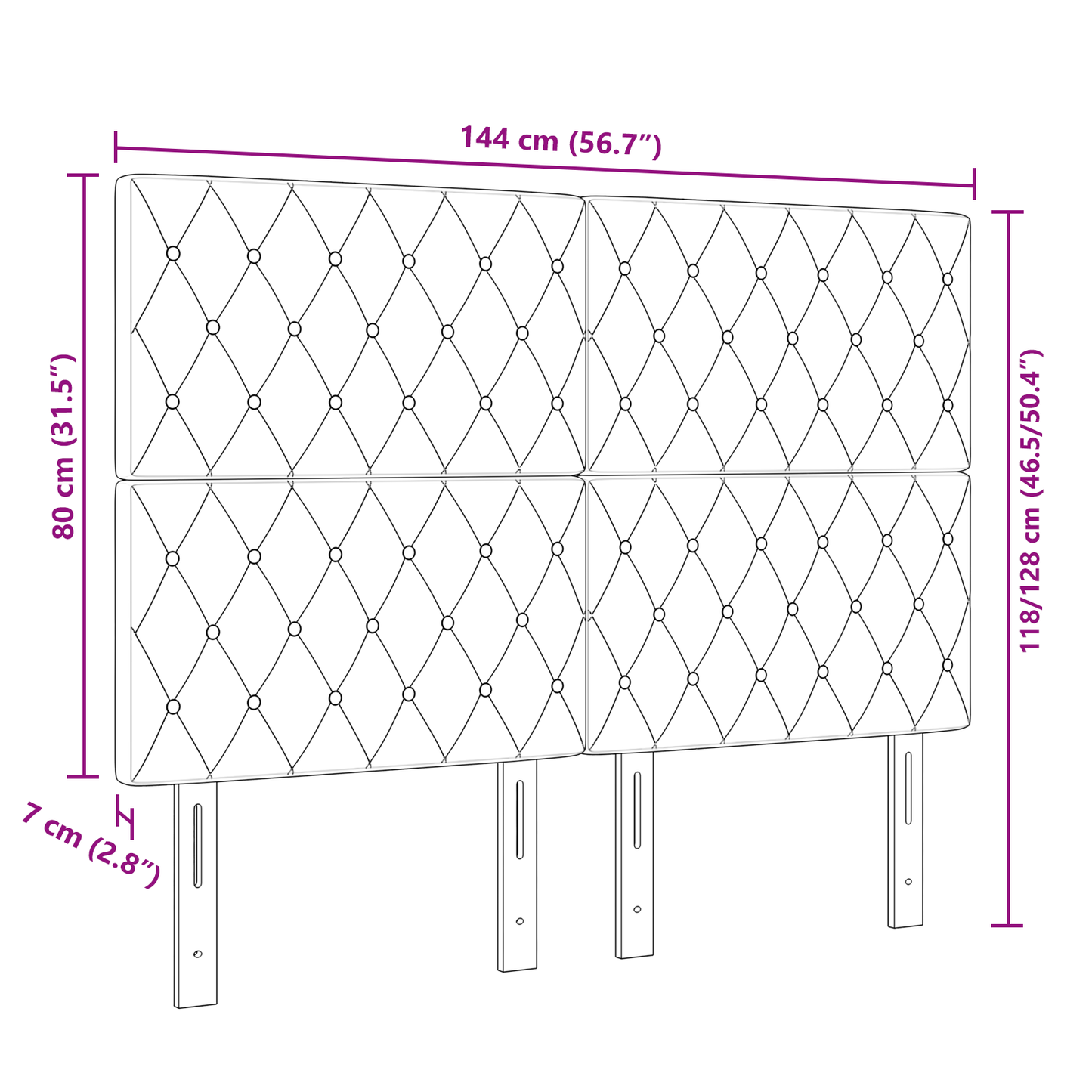 Led Hovedgavl, Lys Grå, 72 Cm, Velour - billede 9