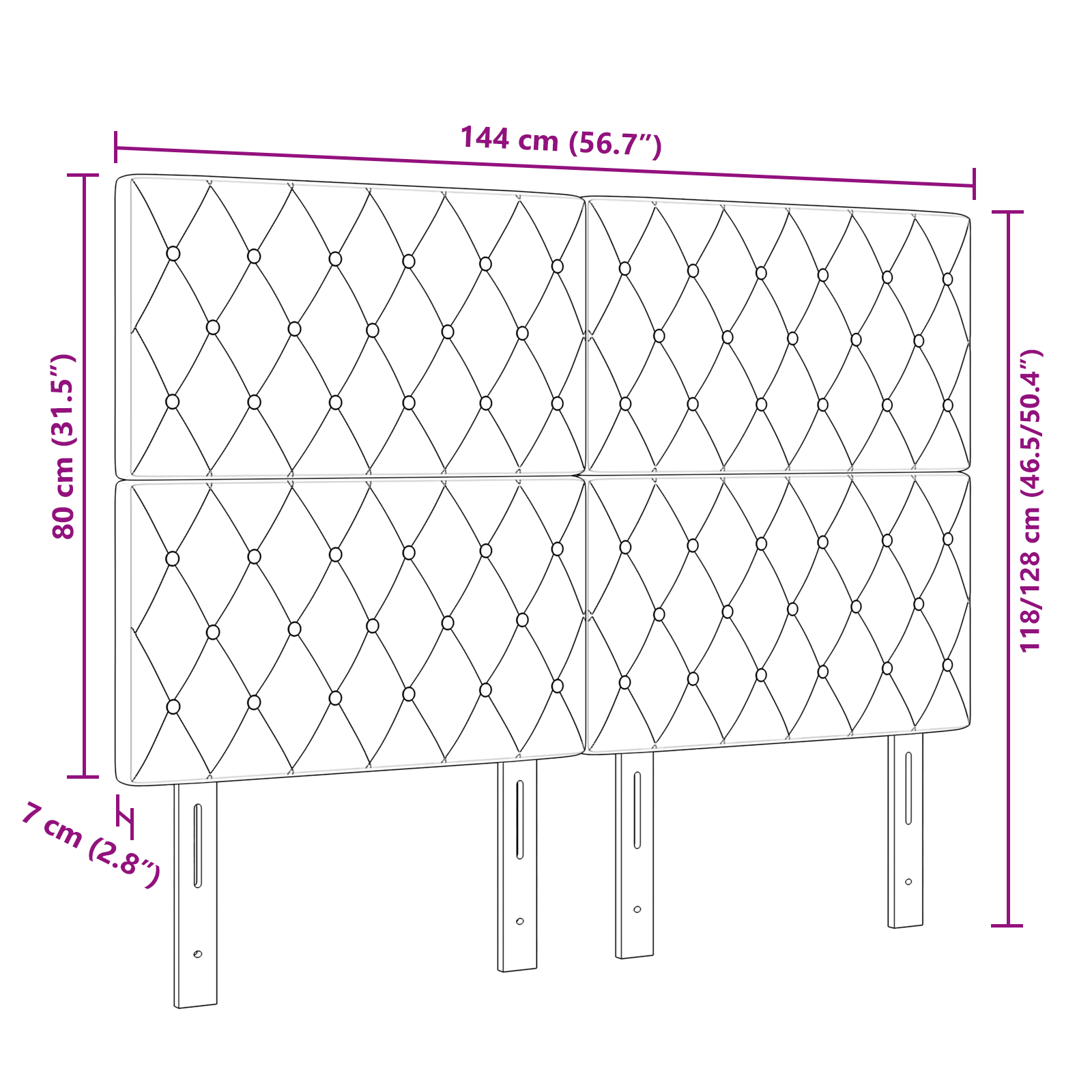 Led Hovedgavl, Lys Grå, 72 Cm, Velour - billede 9