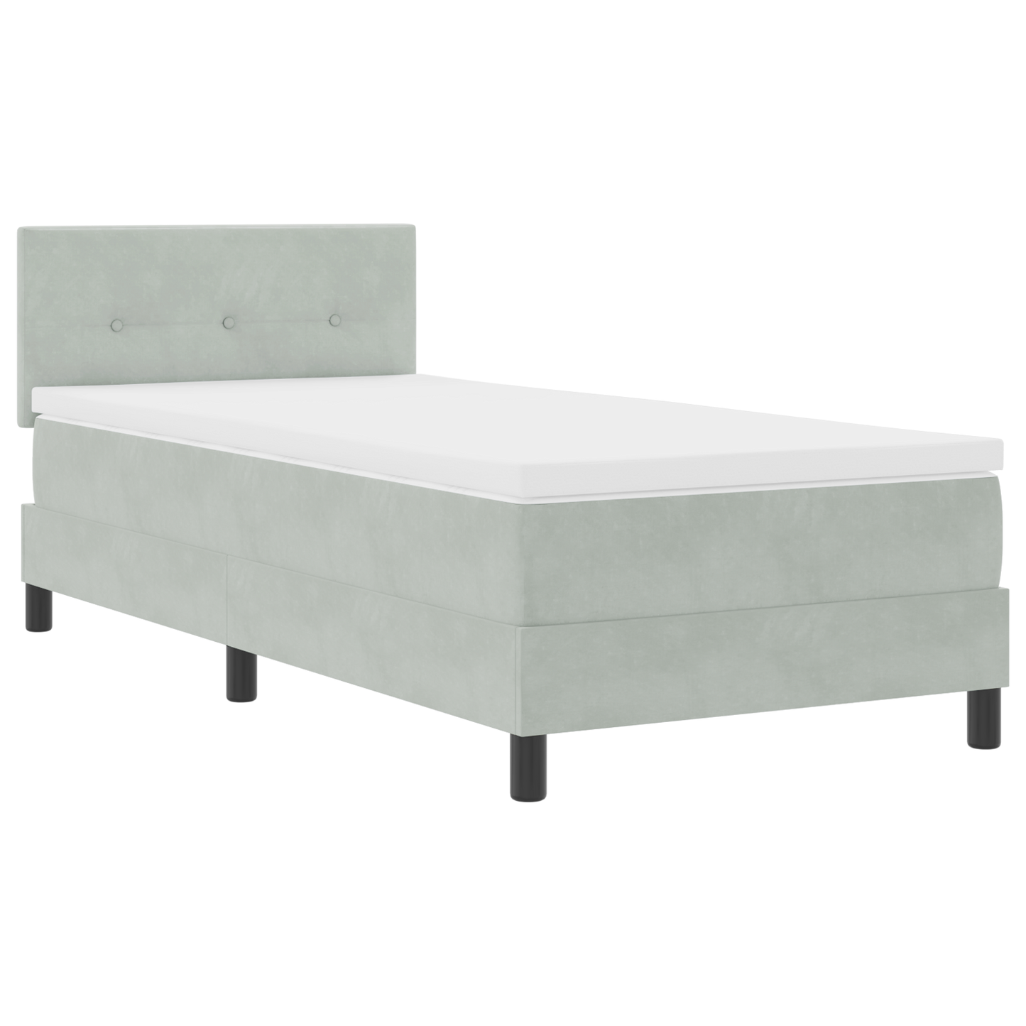 Boxmadras Seng Med Madras Med Madras Lysegrå 90 X 190 Cm Stof