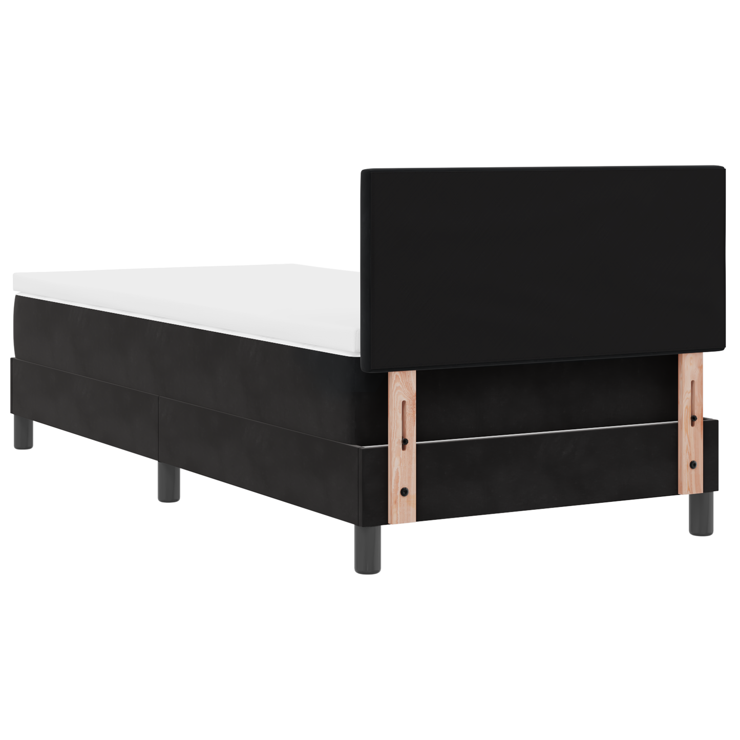 Box Spring Bed Med Madras Sort Enkelt Fløjl