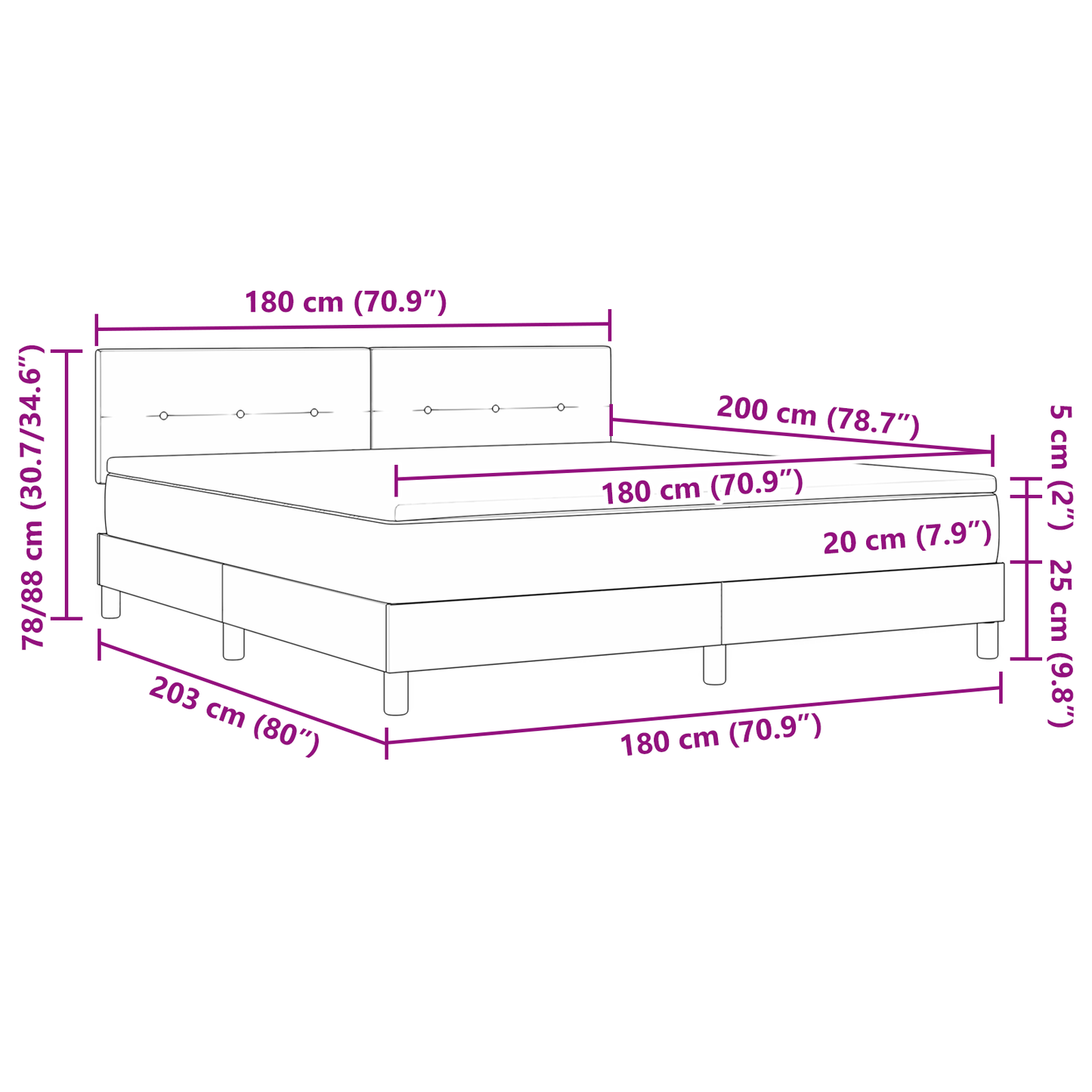 Boxmadras Seng Med Madras Mørkegrøn 180 X 200 Cm Stof