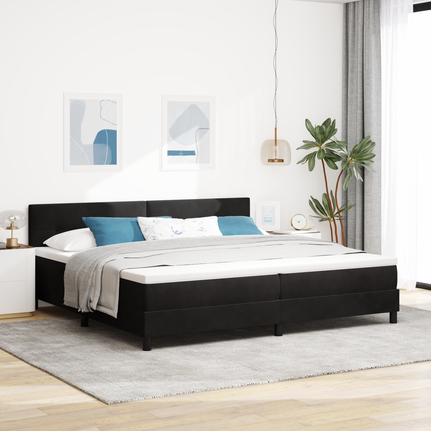 Boxmadras Seng Med Madras Med Madras Sort 200 X 200 Cm Stof