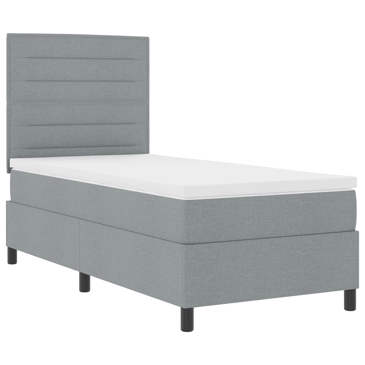 Box Spring Seng Med Madras Lysegrå 100 X 200 Cm Stof