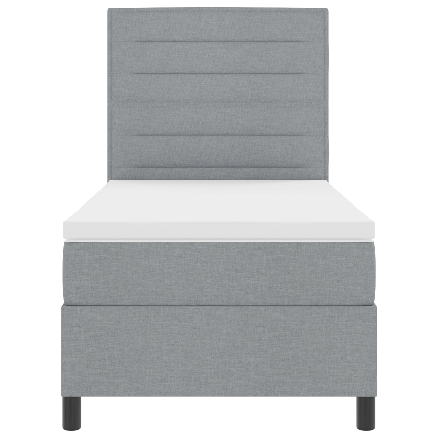 Box Spring Seng Med Madras Lysegrå 100 X 200 Cm Stof
