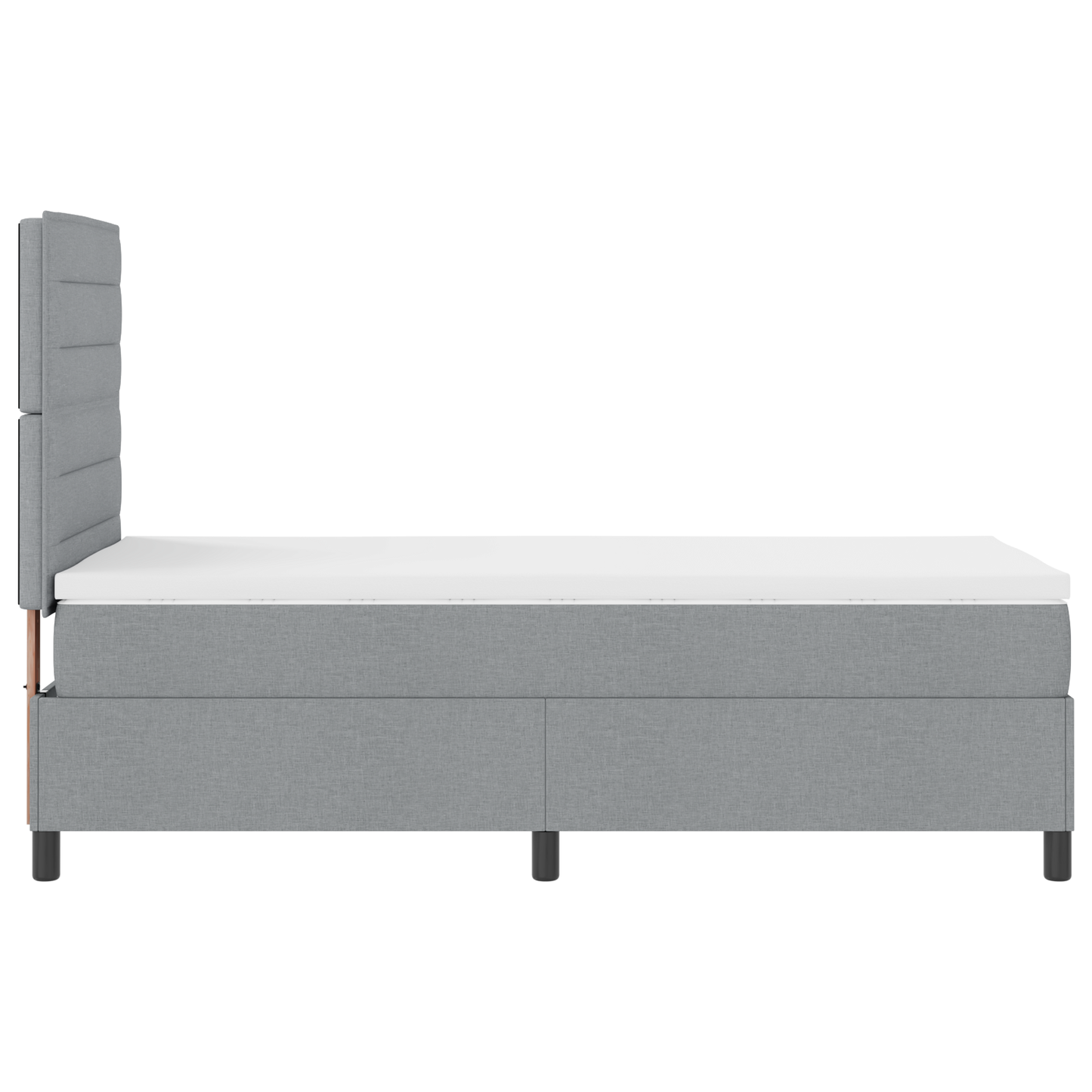 Box Spring Seng Med Madras Lysegrå 100 X 200 Cm Stof