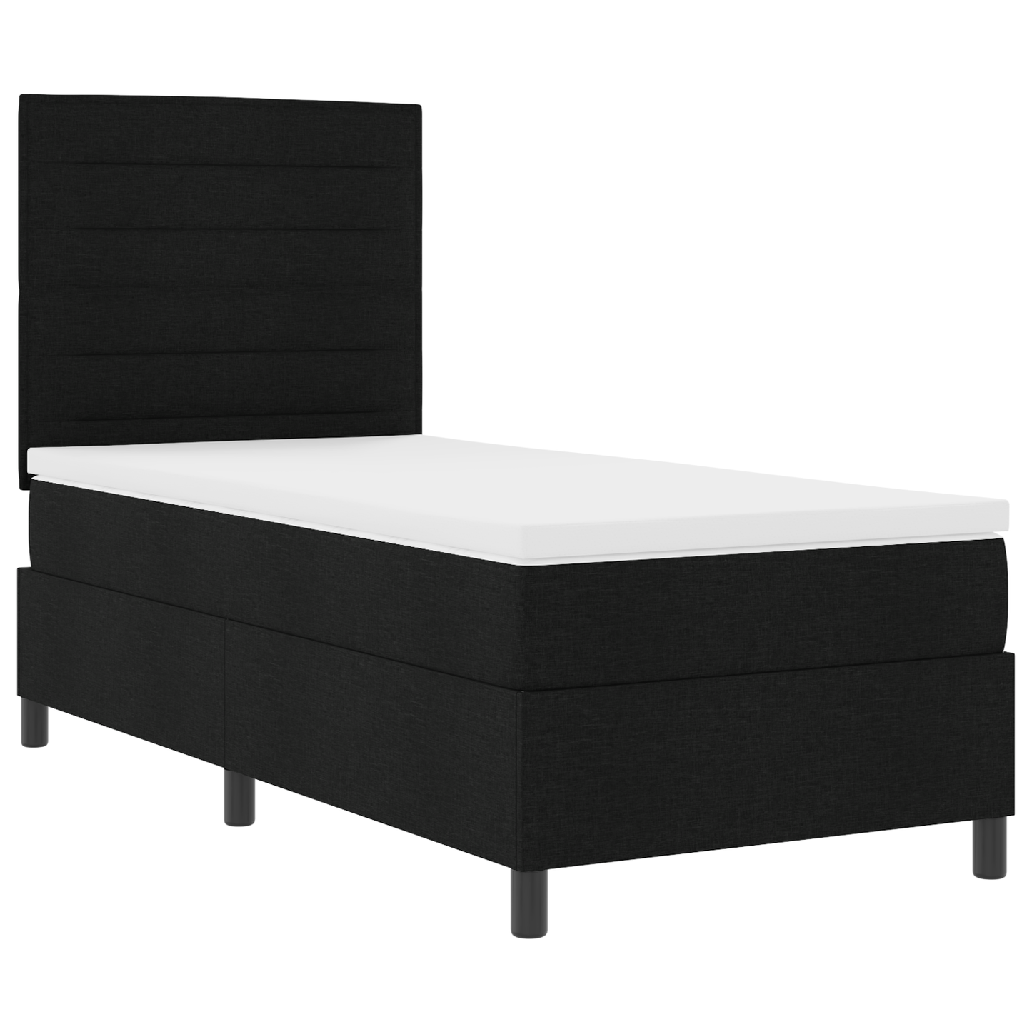 Box Spring Seng Med Madras Sort 100 X 200 Cm Stof