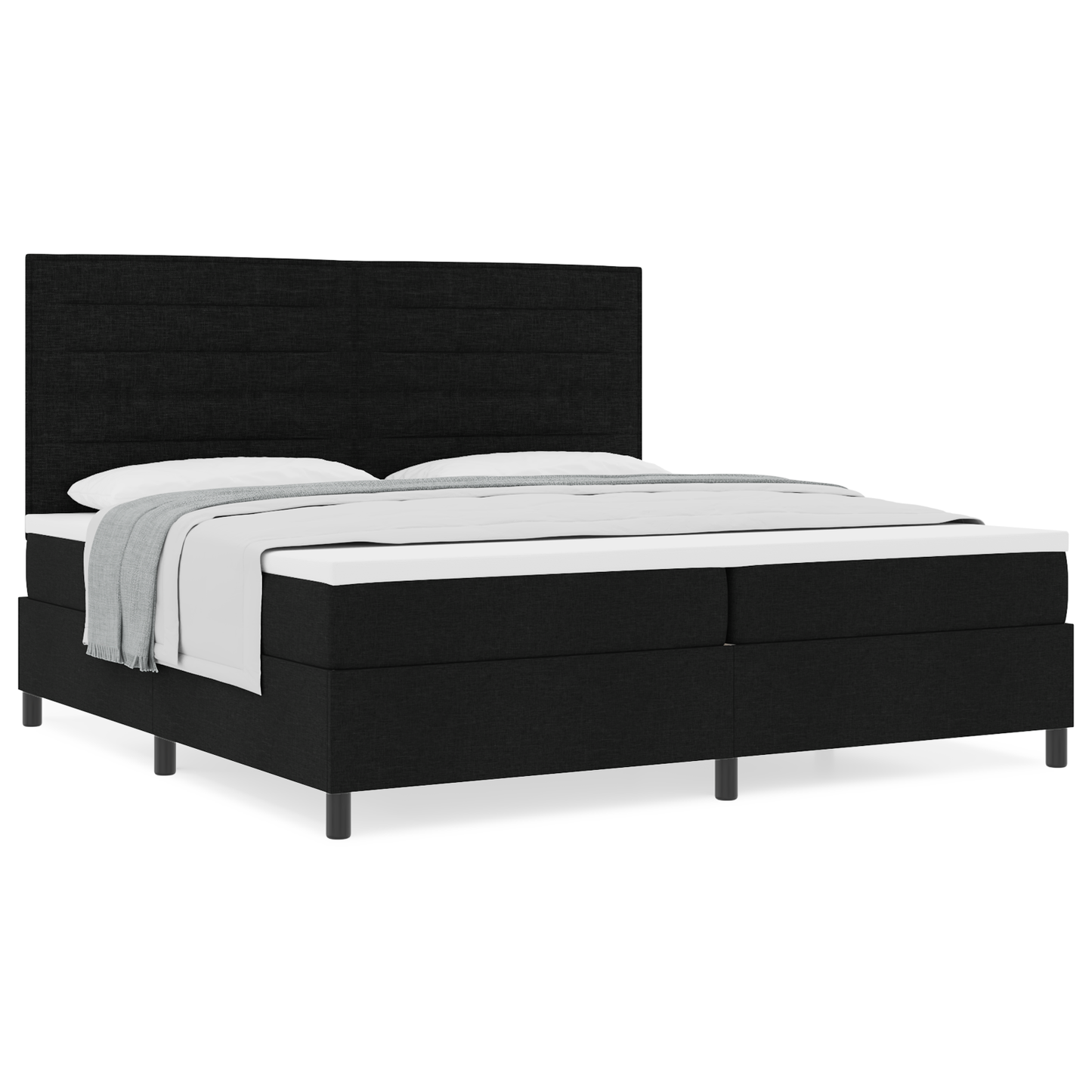 Box Spring Seng Med Madras Sort 200 X 200 Cm Stof