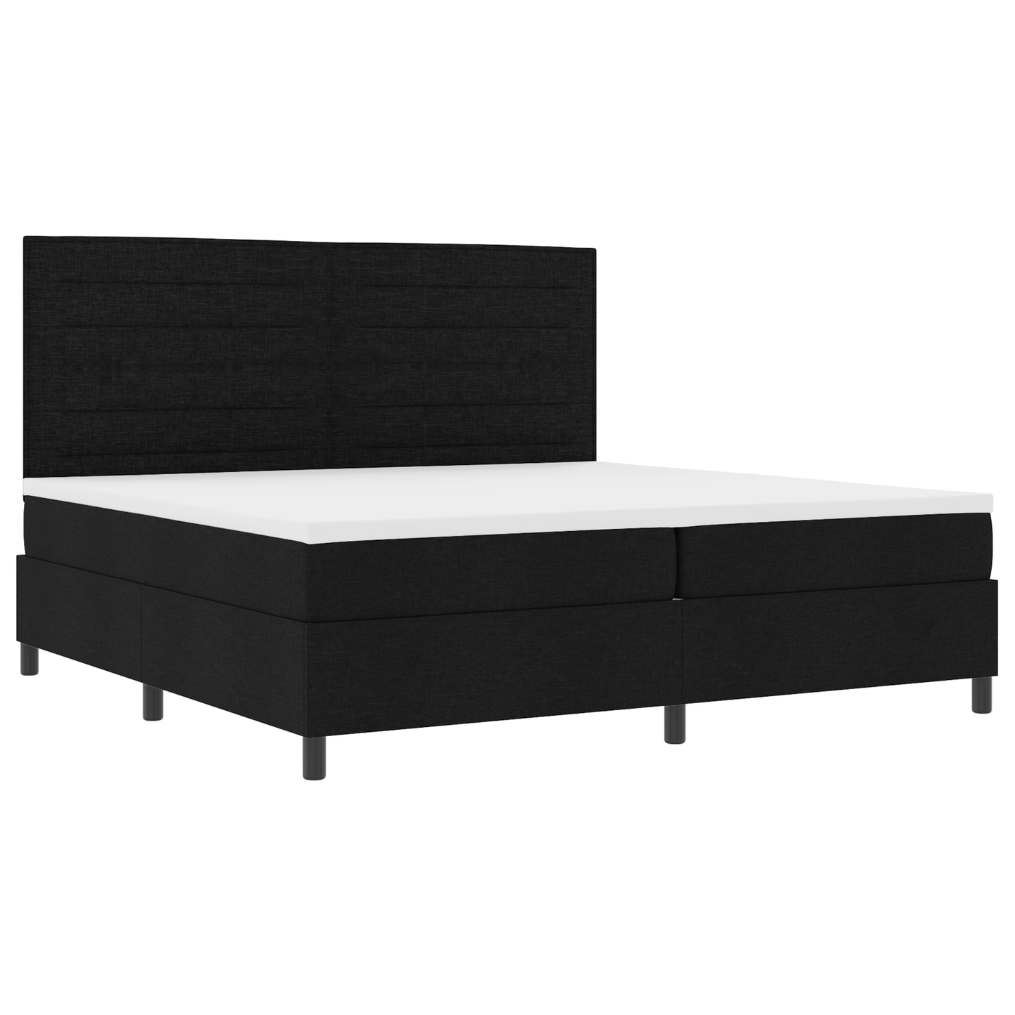 Box Spring Seng Med Madras Sort 200 X 200 Cm Stof